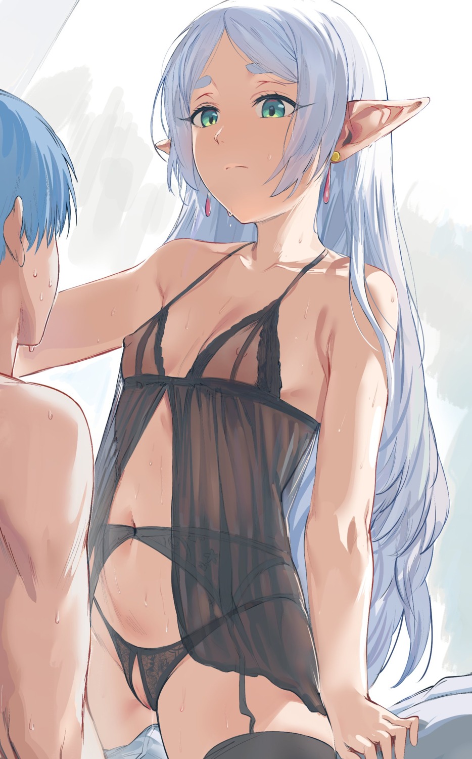 elf frieren garter_belt hews himmel lingerie nipples pantsu pointy_ears pussy pussy_juice see_through sousou_no_frieren stockings thighhighs thong uncensored