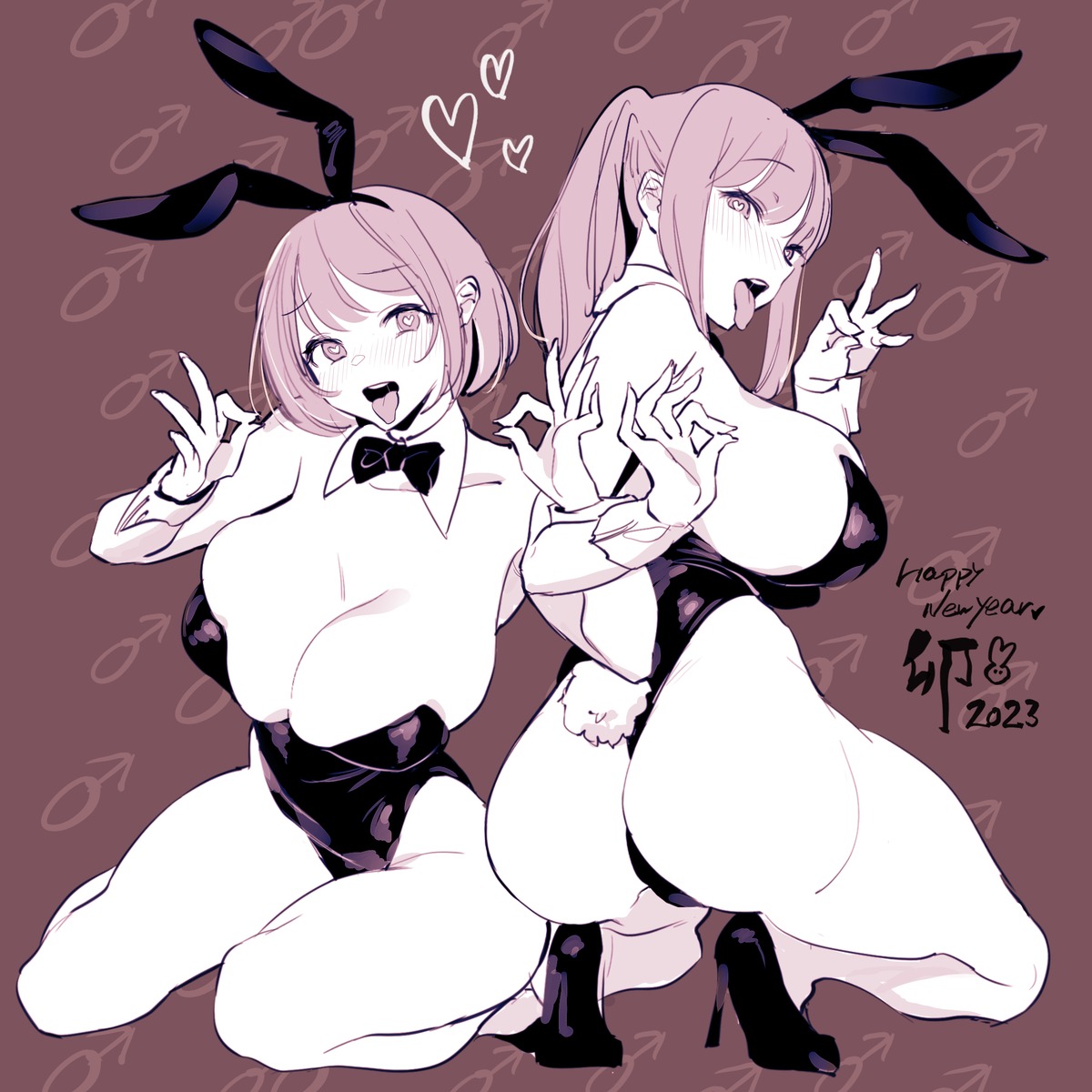 animal_ears ass bunny_ears bunny_girl heels monochrome no_bra poriuretan tail