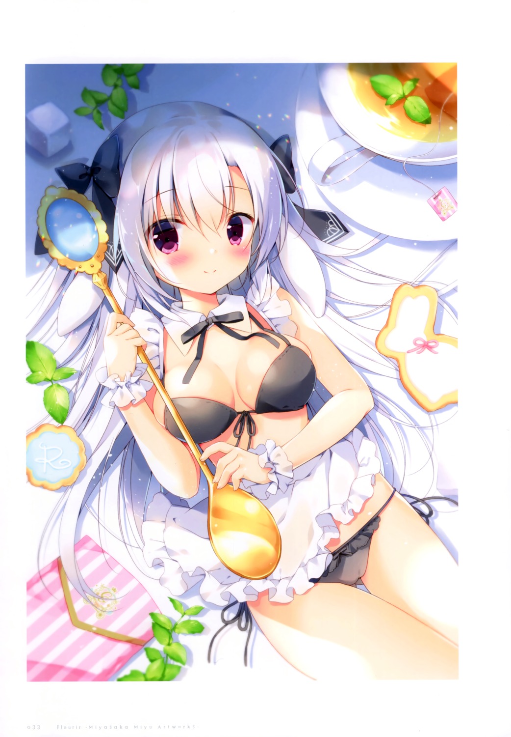 animal_ears bikini bunny_ears cameltoe canvas+garden maid miyasaka_miyu shionomiya_richer swimsuits