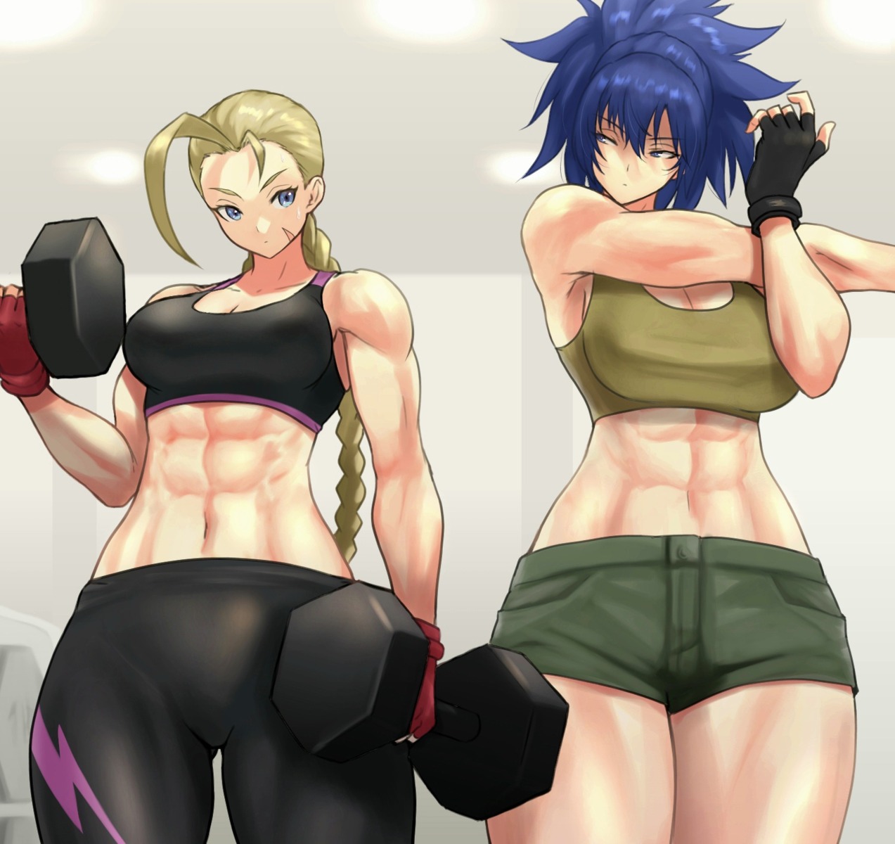 anagumasan bra cammy_white cleavage crossover gym_uniform king_of_fighters leona_heidern street_fighter