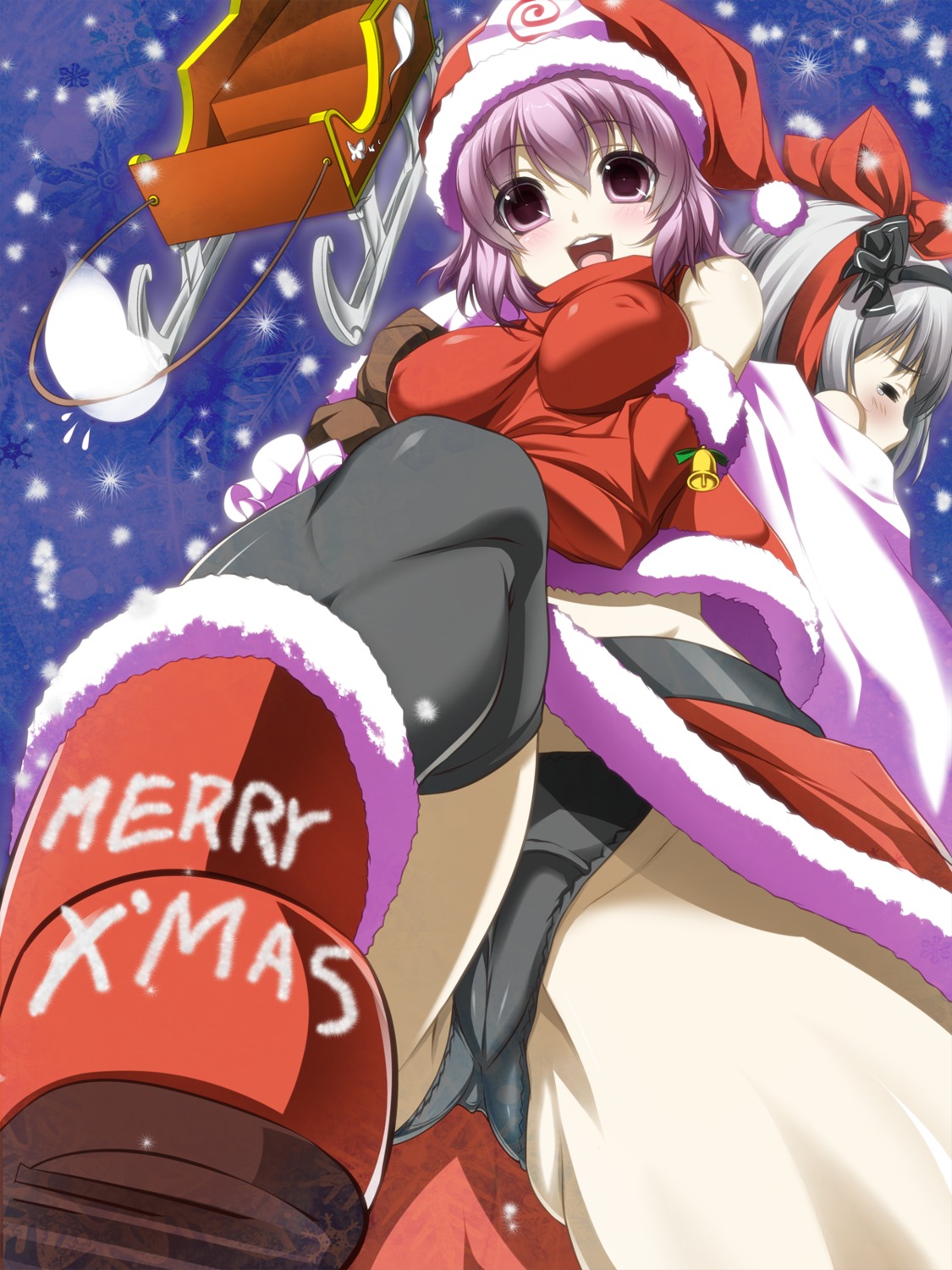 cameltoe christmas erect_nipples konpaku_youmu mino106 pantsu saigyouji_yuyuko thighhighs touhou