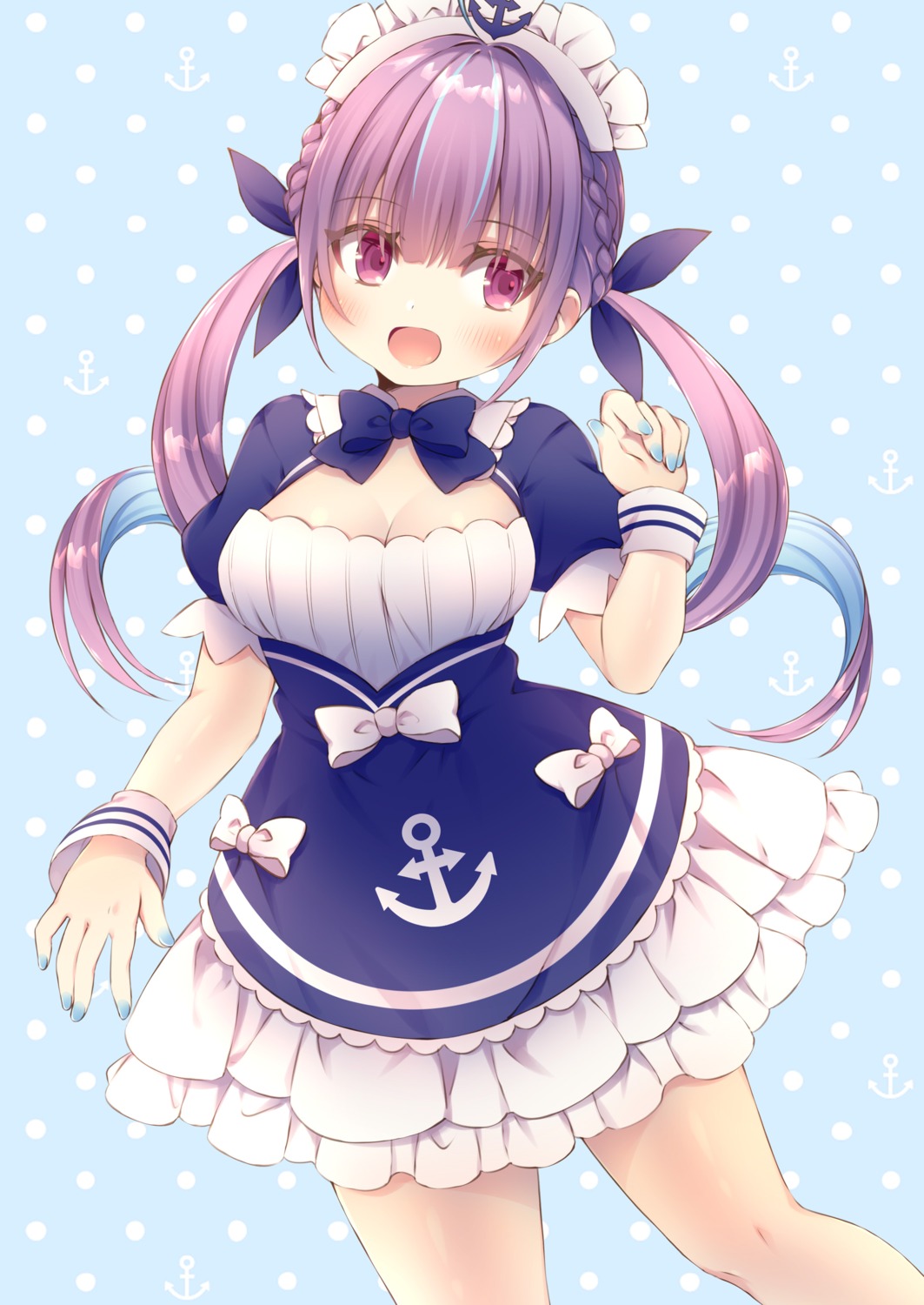 anju_(mocomocousagi) cleavage hololive maid minato_aqua