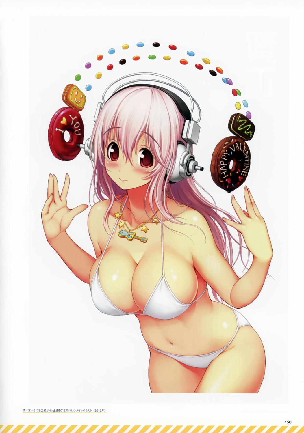 bikini bleed_through cleavage headphones nitroplus sonico super_sonico swimsuits tsuji_santa valentine