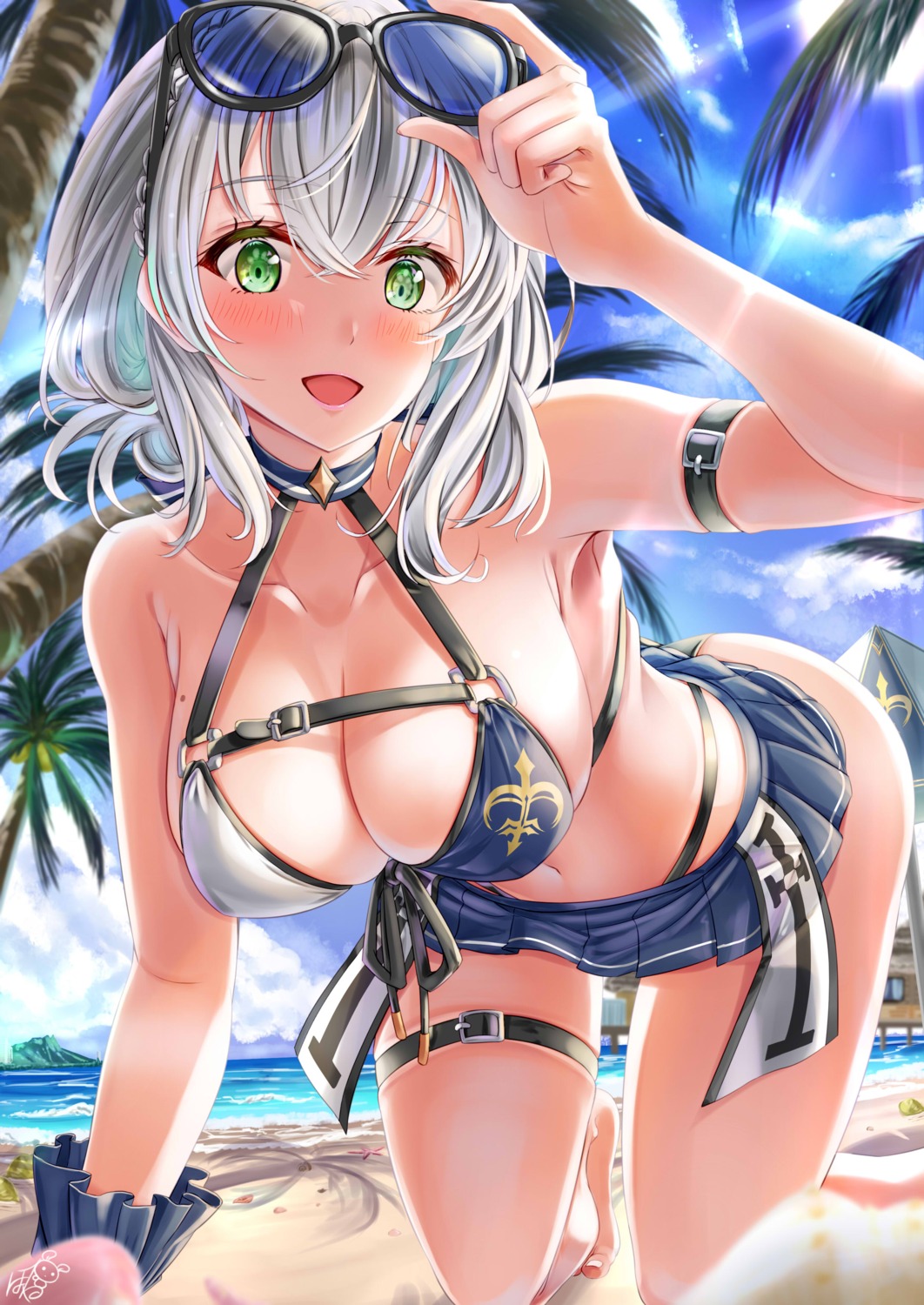 ayakase_hotaru bikini cleavage garter hololive megane shirogane_noel swimsuits tan_lines