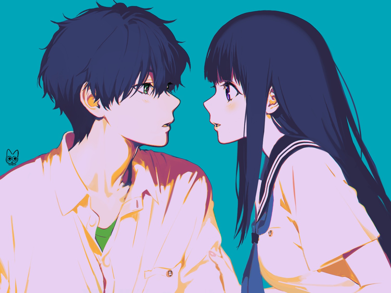 chitanda_eru hyouka mery_(yangmalgage) oreki_houtarou seifuku