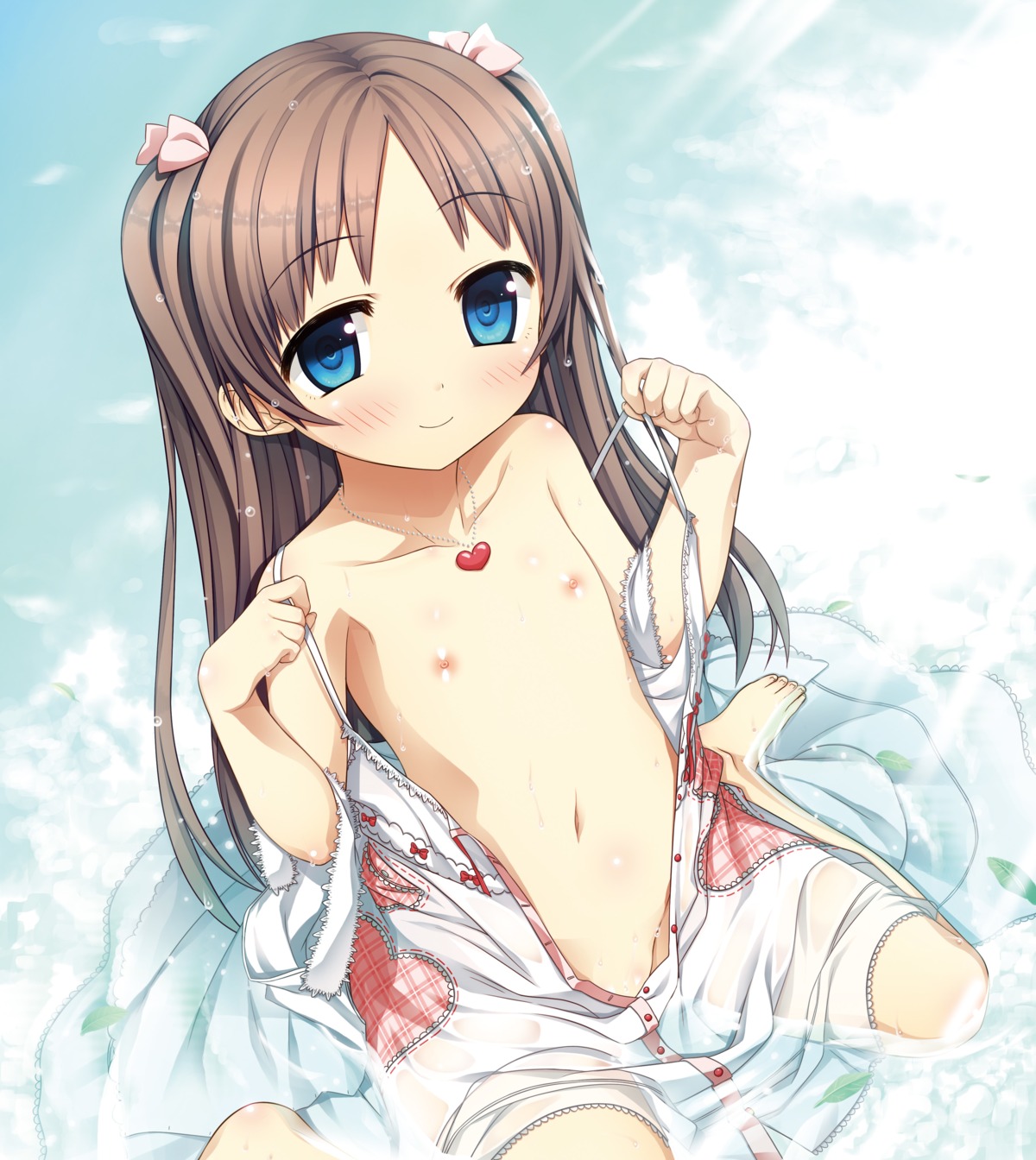 cura digital_version dress loli lose monobeno nipples no_bra nopan open_shirt sawai_natsuha undressing wet