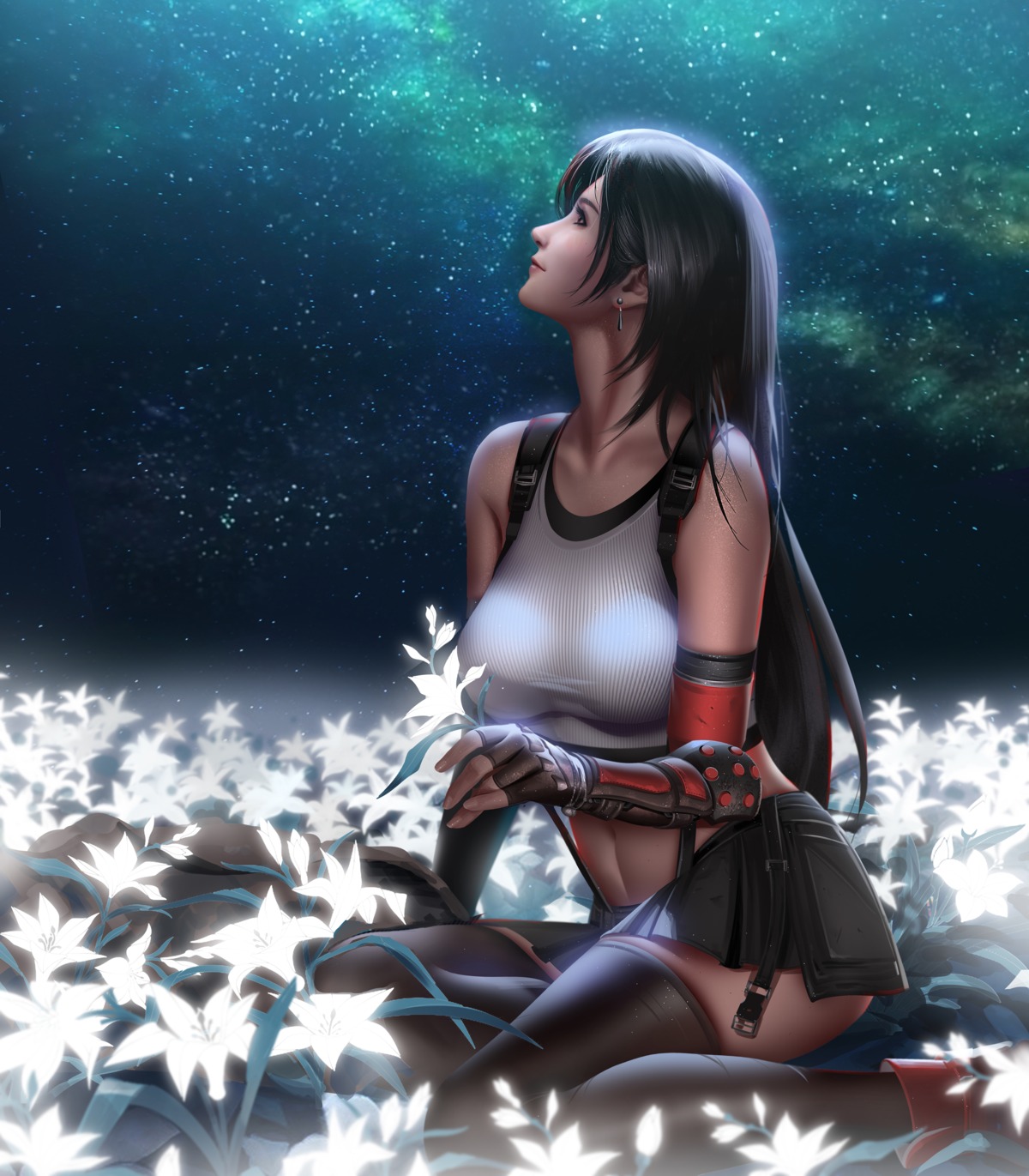 final_fantasy final_fantasy_vii liang_xing skirt_lift thighhighs tifa_lockhart