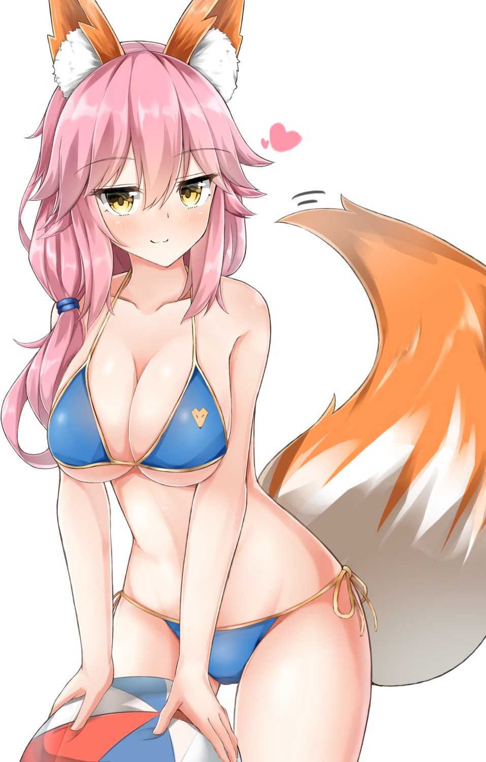 animal_ears bikini cleavage fate/extra fate/stay_night kitsune moyoron swimsuits tail tamamo_no_mae