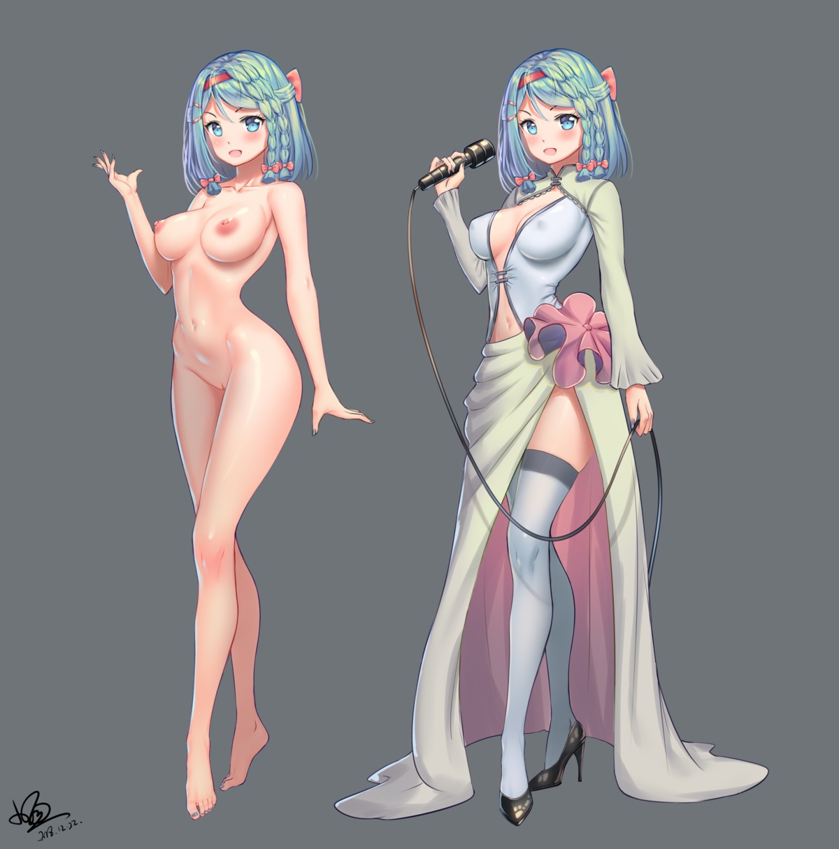 character_design cleavage erect_nipples heels konishi_(565112307) naked nipples no_bra pussy thighhighs uncensored