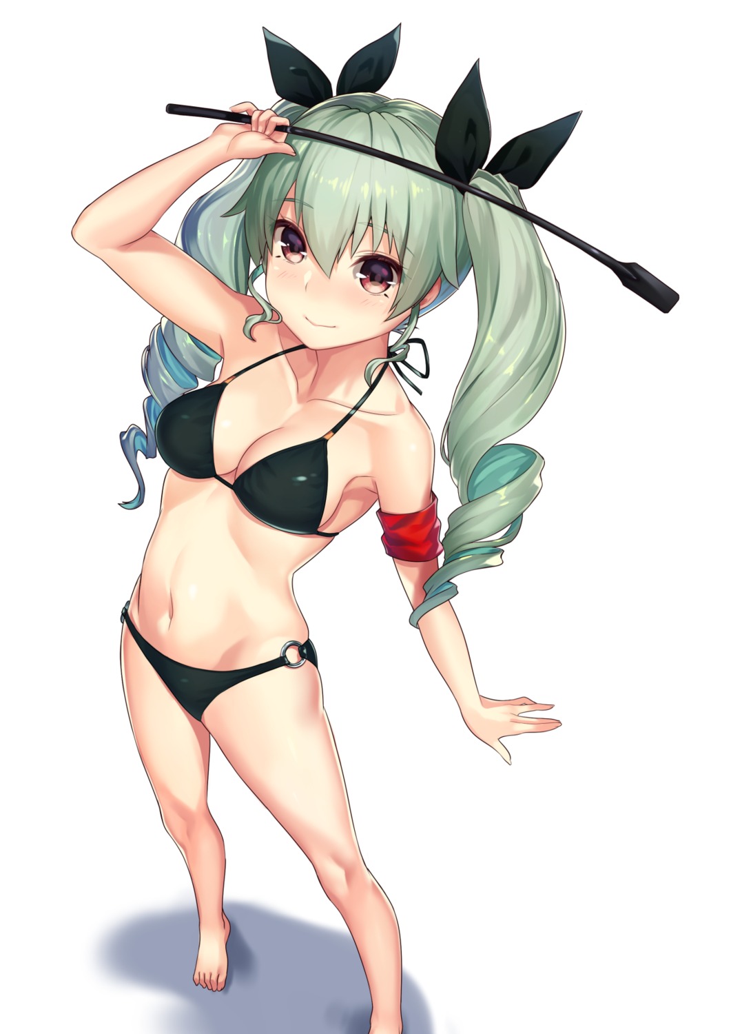 anchovy bikini cleavage girls_und_panzer kagematsuri swimsuits weapon