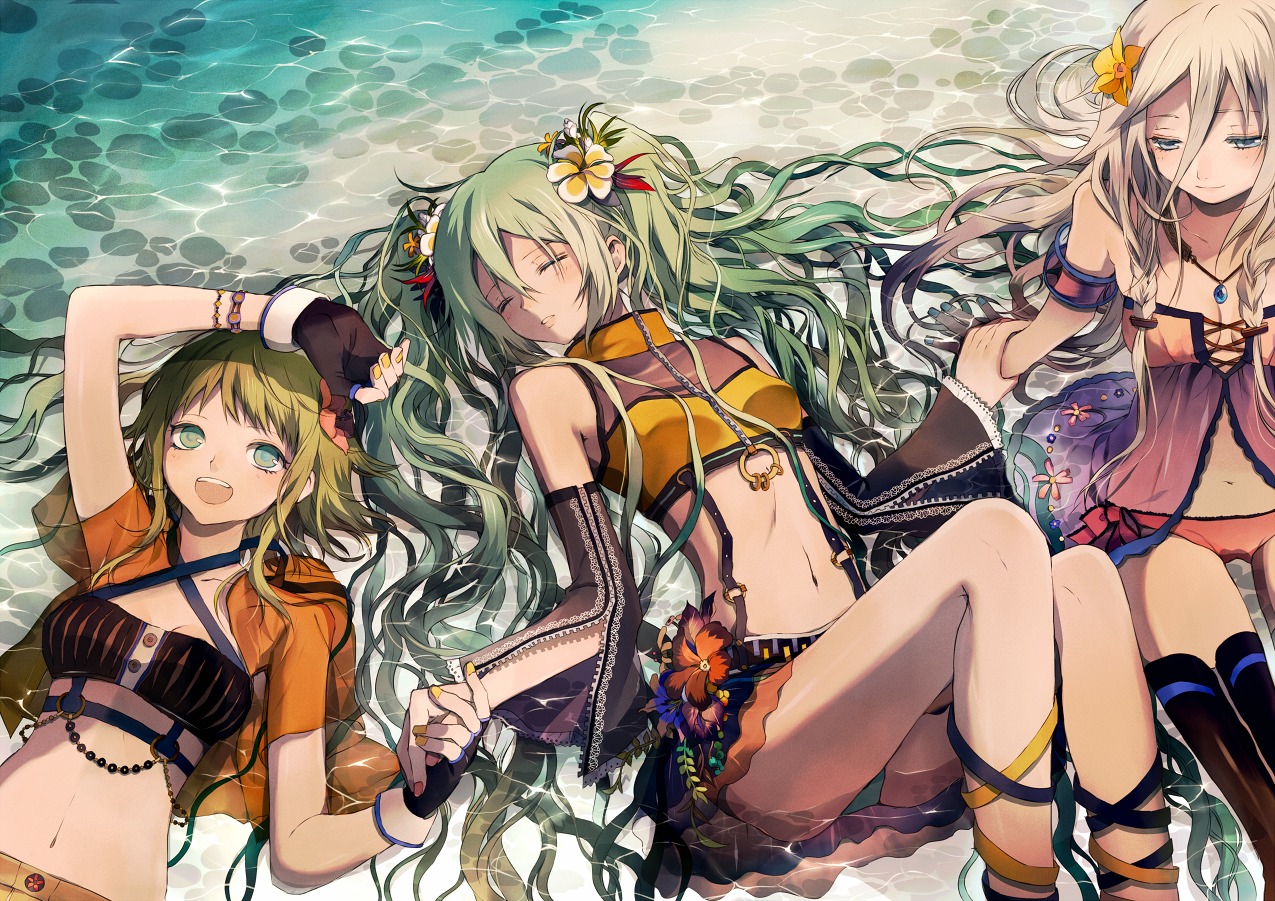 gumi hatsune_miku ia_(vocaloid) pantsu tsukioka_tsukiho vocaloid