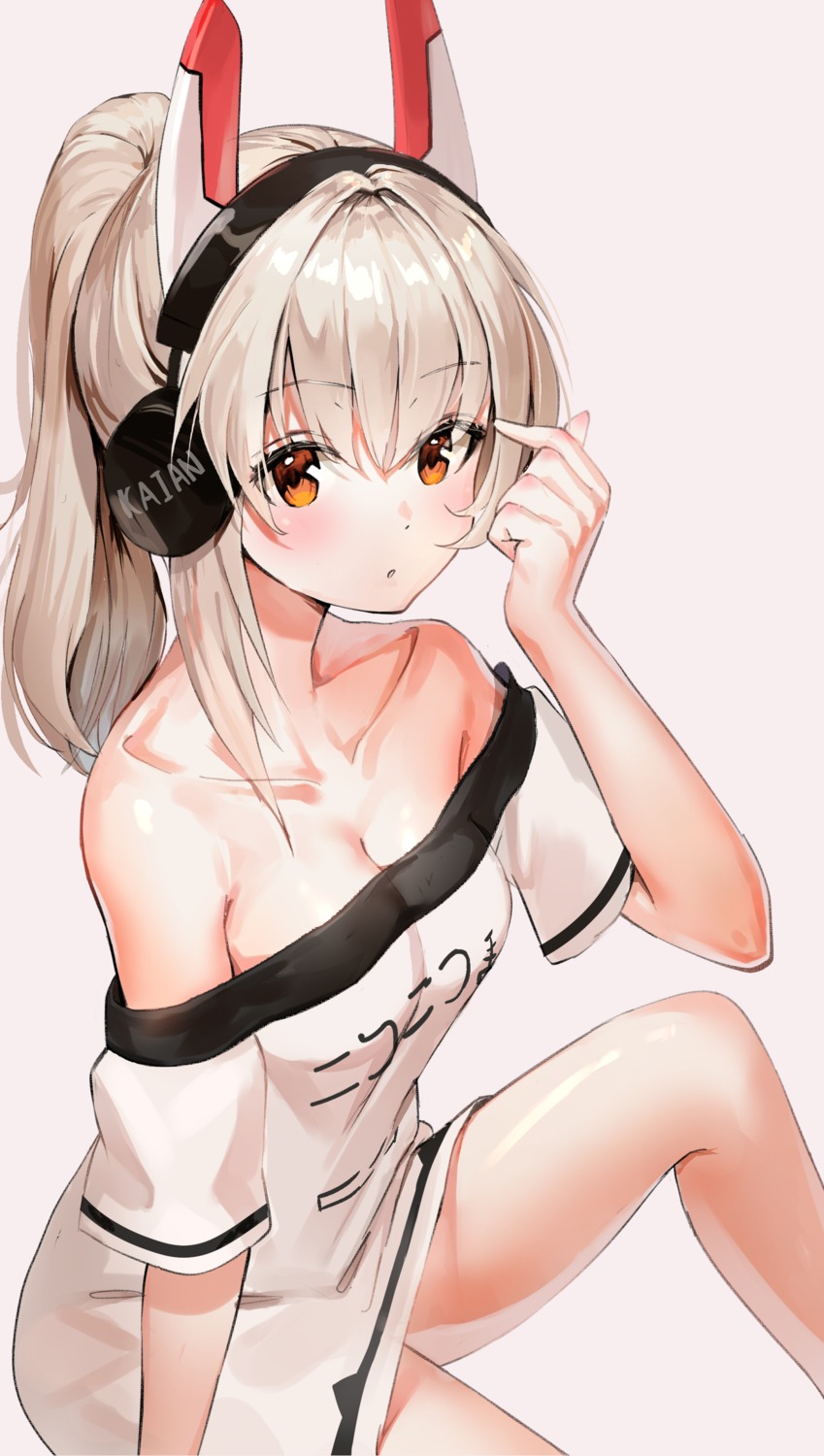 ayanami_(azur_lane) azur_lane cleavage headphones kian no_bra