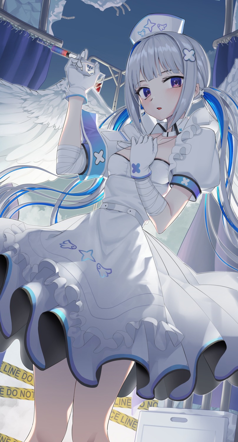 amane_kanata bandages goback hololive nurse wings