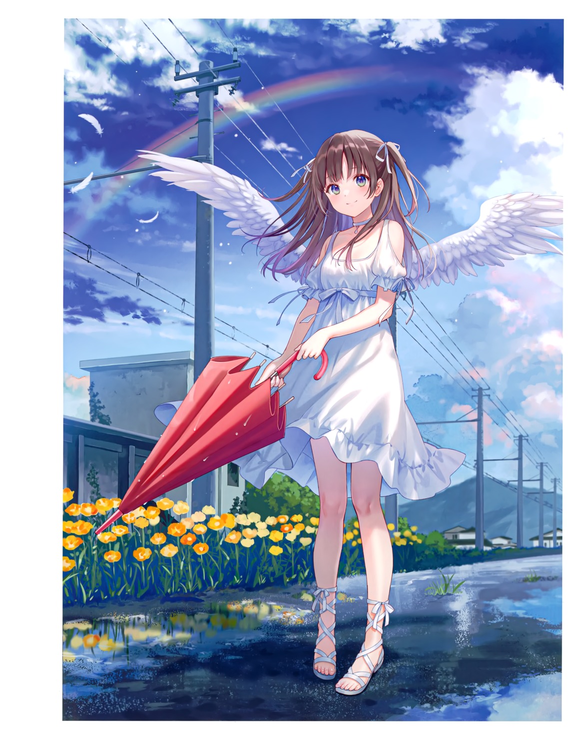 dress fukahire_sanba summer_dress umbrella wings