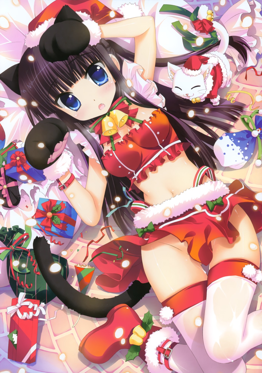 animal_ears christmas fujima_takuya neko nekomimi nopan tail thighhighs