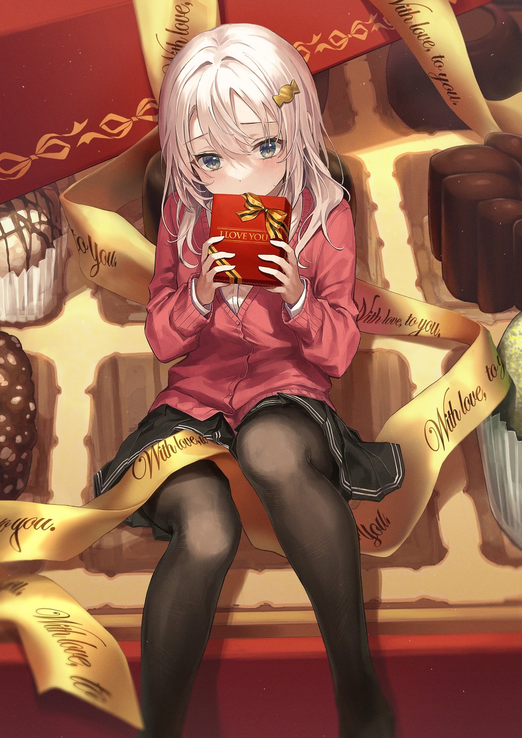 pantyhose r_o_ha seifuku sweater valentine