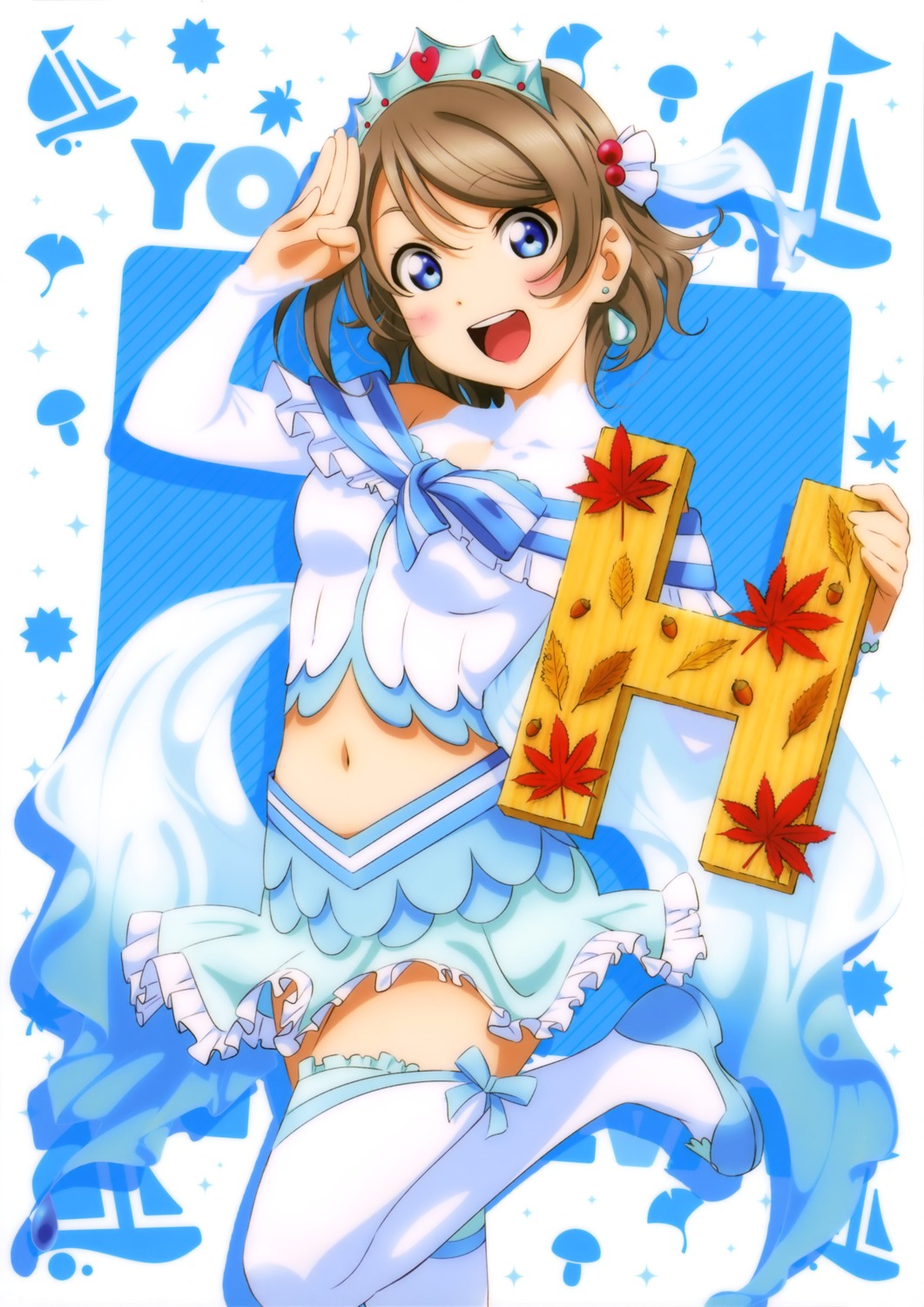 love_live!_sunshine!! murota_yuuhei skirt_lift thighhighs watanabe_you