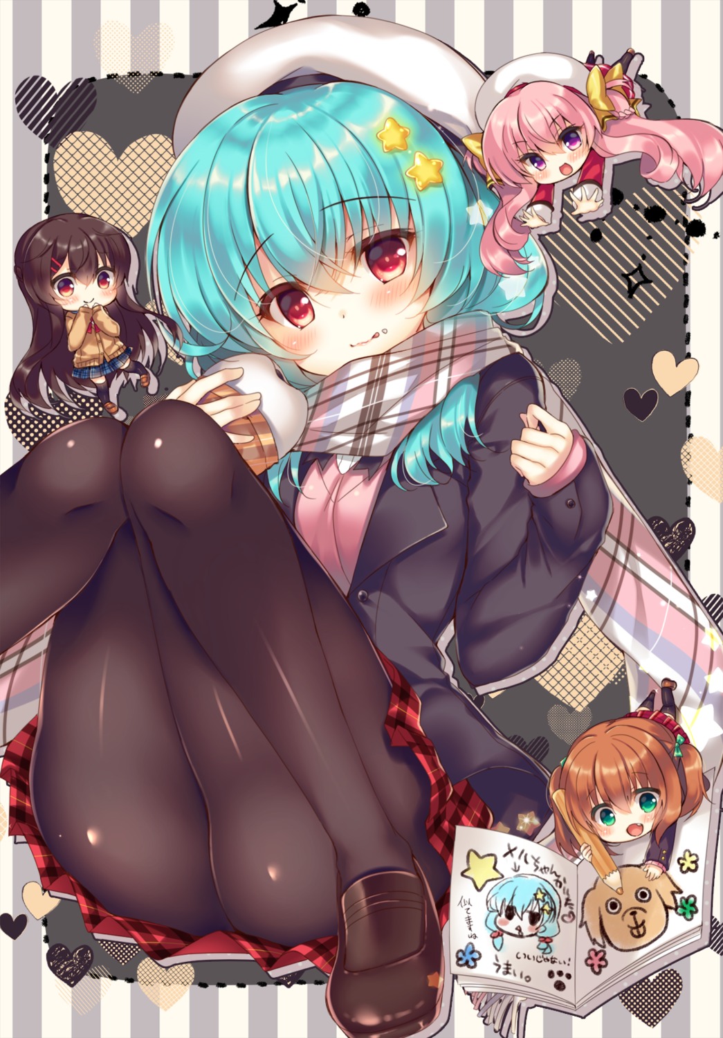 chibi pantyhose seifuku suzunone_rena sweater thighhighs