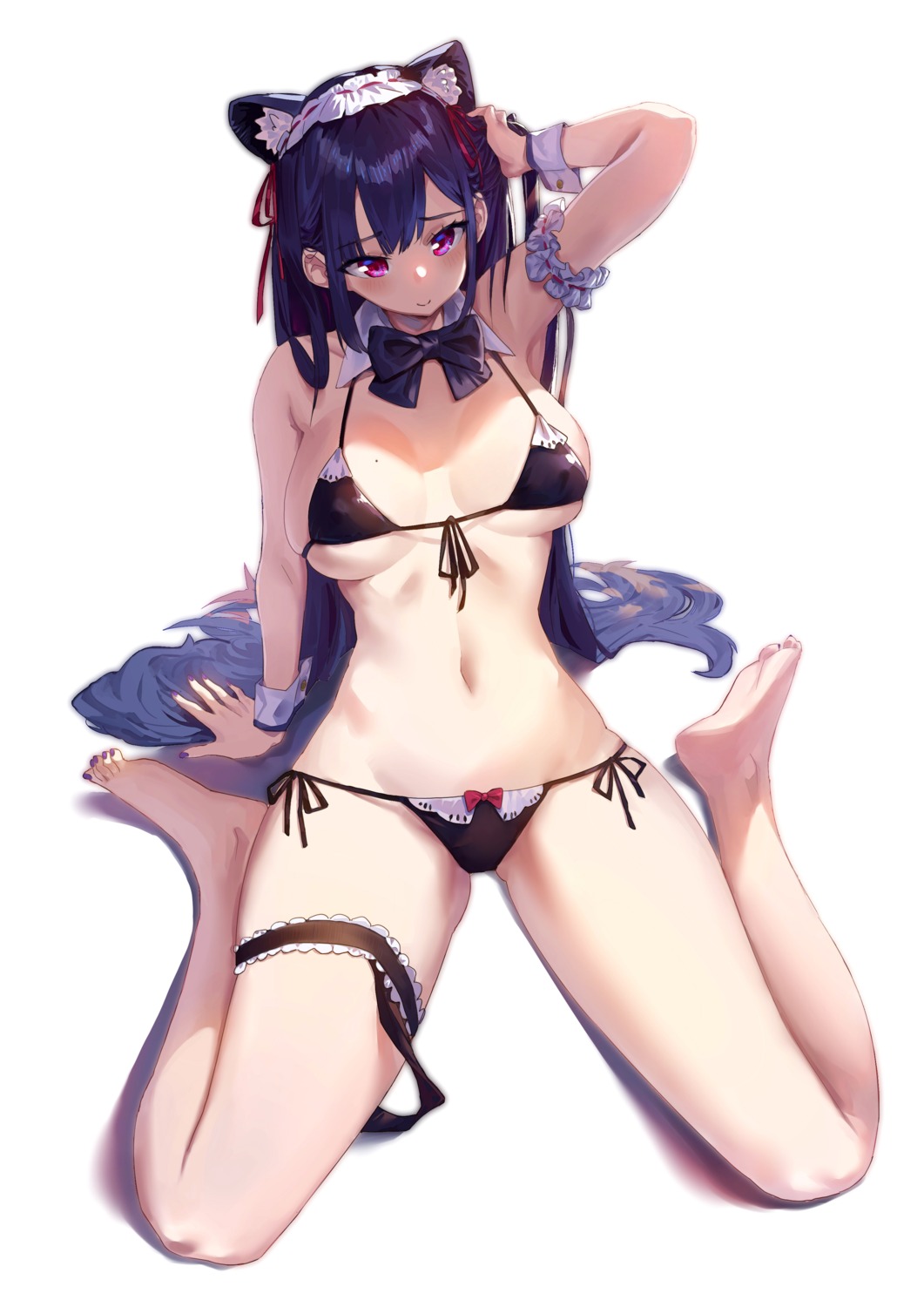 animal_ears bikini echomlete erect_nipples garter swimsuits