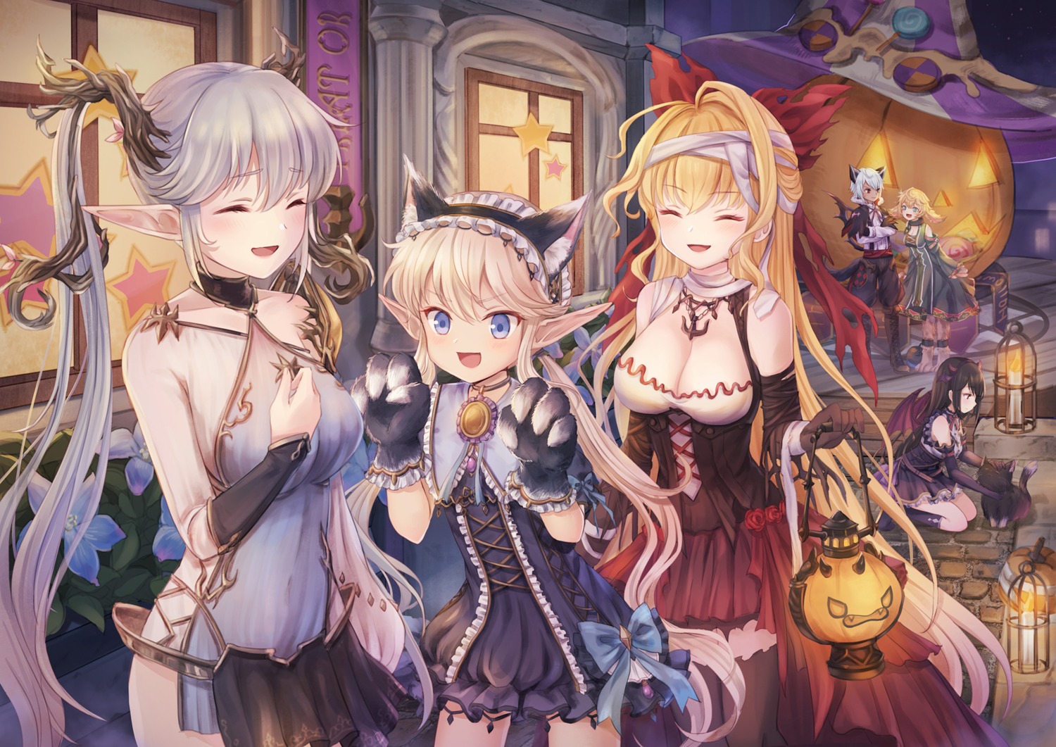 animal_ears bandages cleavage dress emia_wang halloween mitra_sphere neko pointy_ears tail thighhighs wings