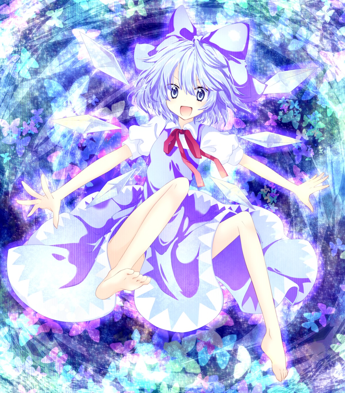 cirno dress feet riichu touhou wings