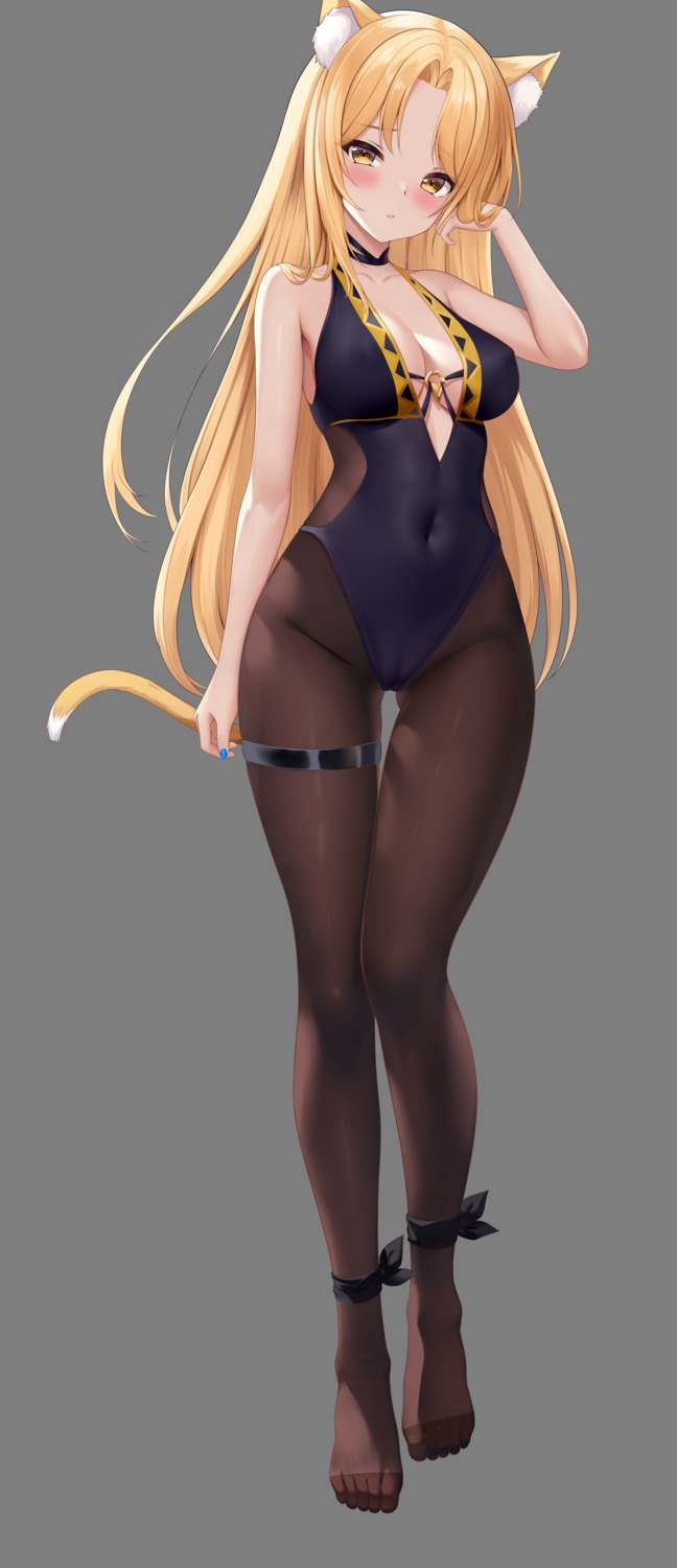 animal_ears erect_nipples garter leotard nekomimi no_bra pantyhose shenqi_(toid310) tail transparent_png