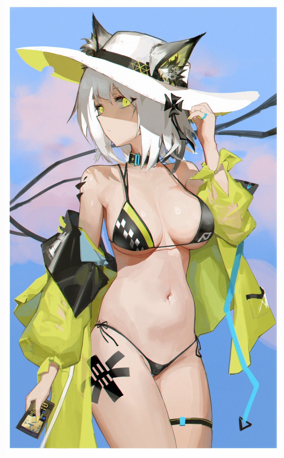 animal_ears arknights bikini kal'tsit_(arknights) splitting0 swimsuits