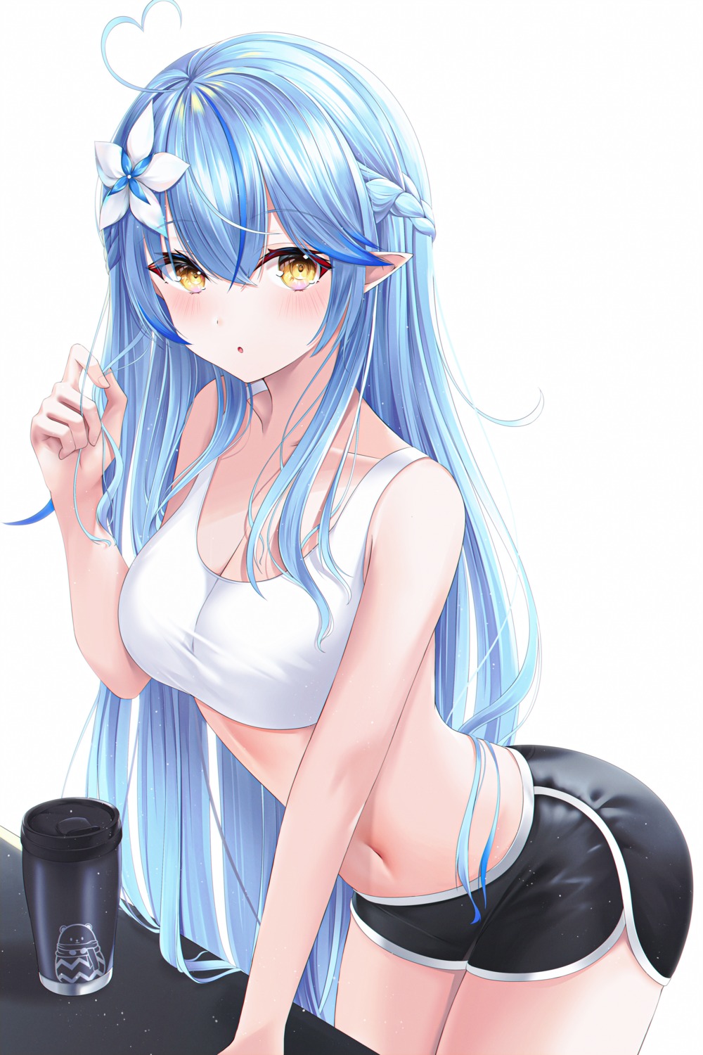 bra cleavage hololive pointy_ears riri_yo yukihana_lamy