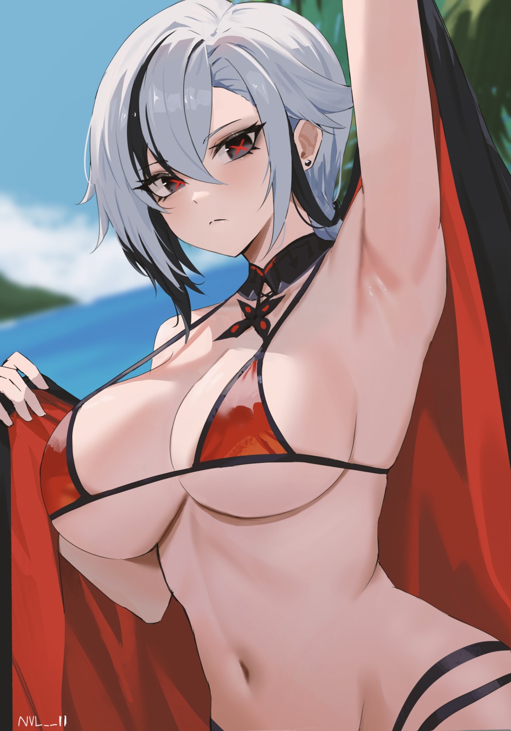 arlecchino bikini genshin_impact nvl swimsuits towel