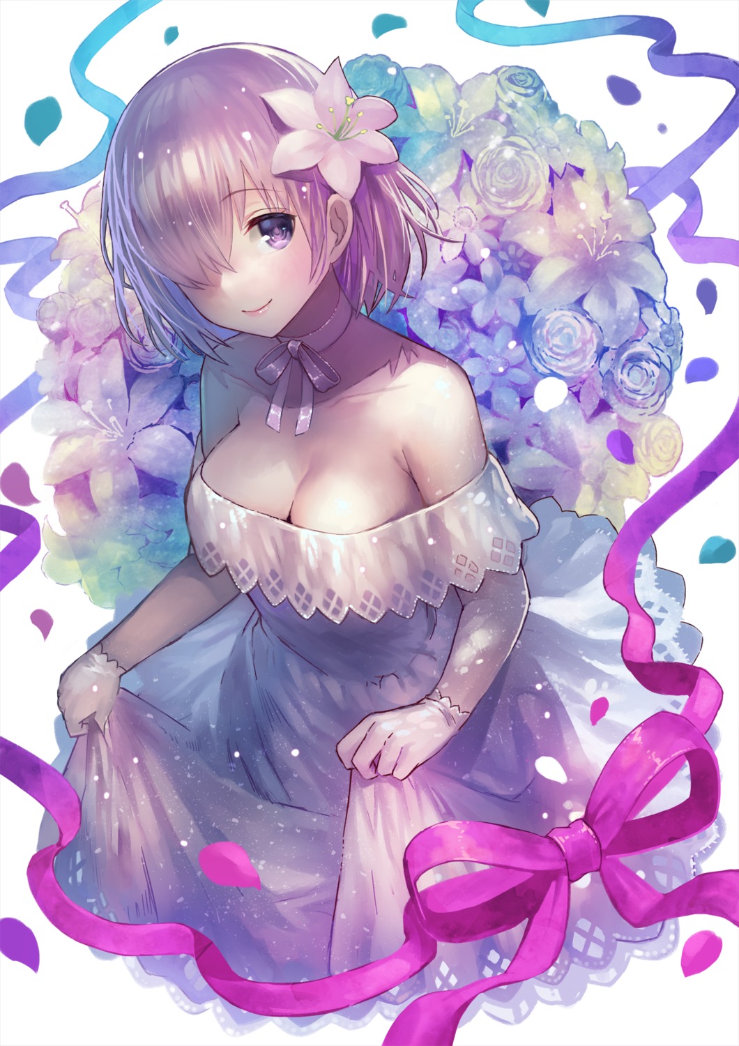 cleavage dress fate/grand_order mash_kyrielight skirt_lift terai_(teraimorimori)