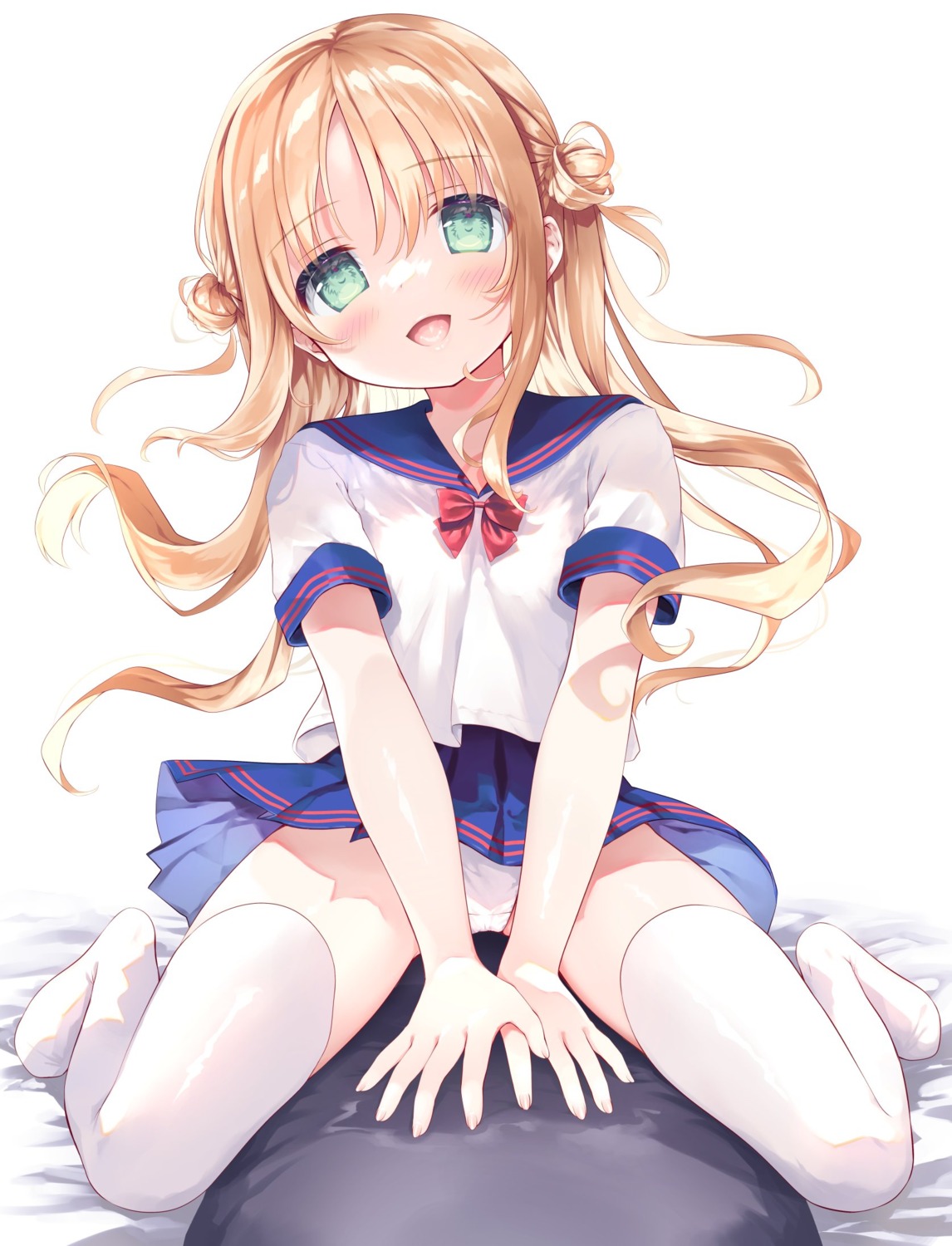 amanagi_seiji pantsu seifuku skirt_lift thighhighs