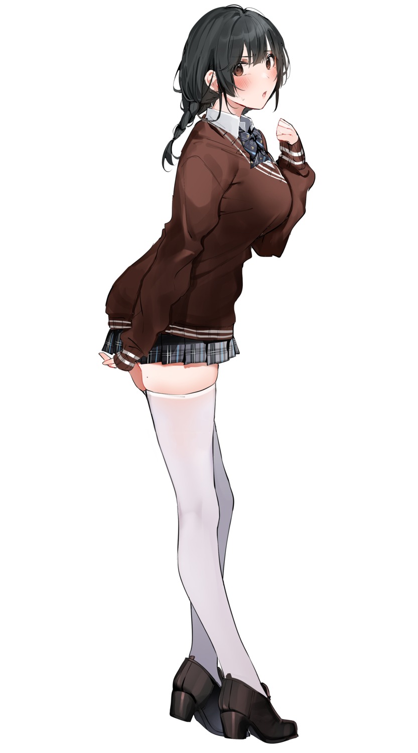 heels mitsuami-jk_(xretakex) seifuku sweater thighhighs xretakex