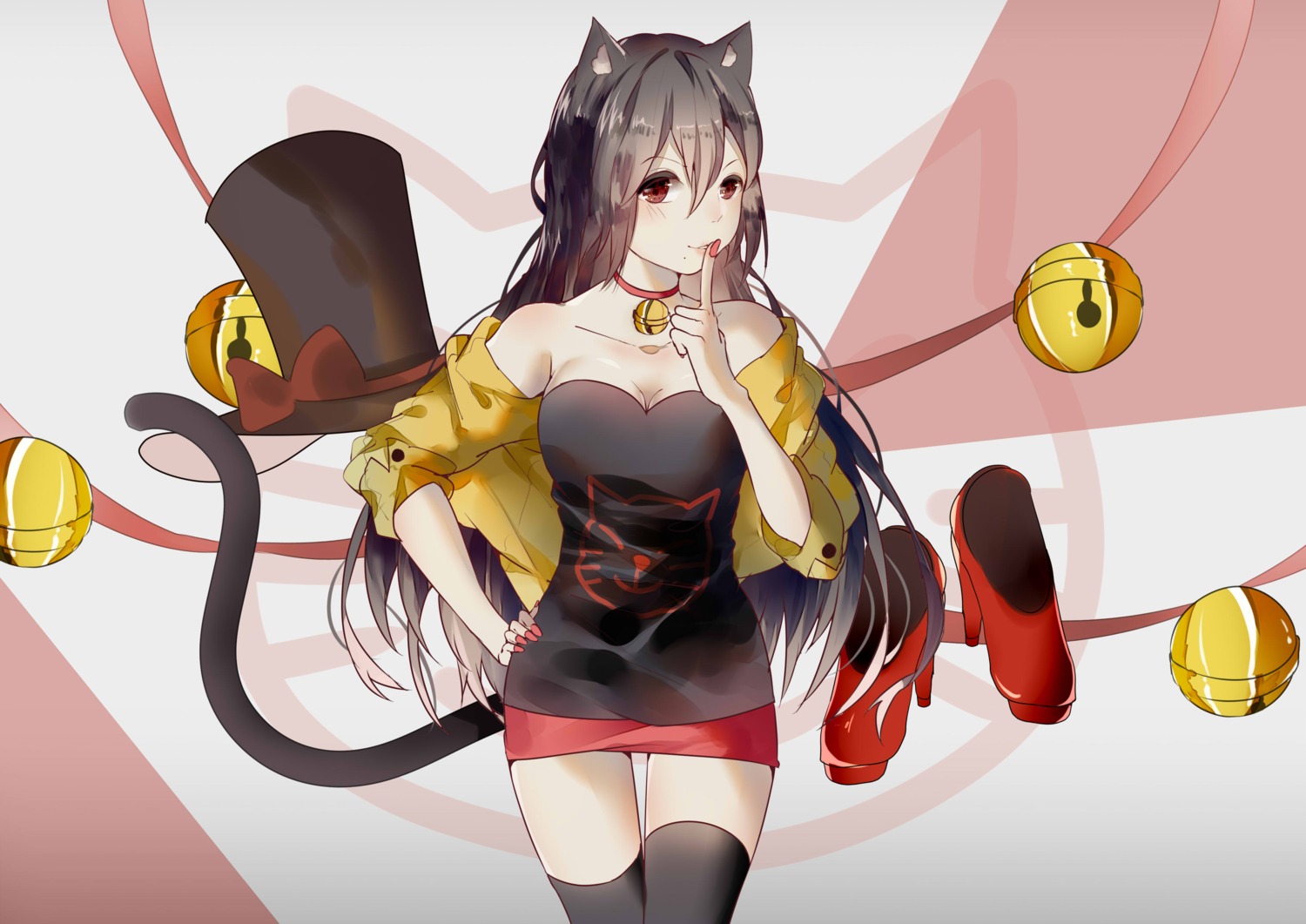 animal_ears cleavage nekomimi tail thighhighs vocaloid weitu yuezheng_ling