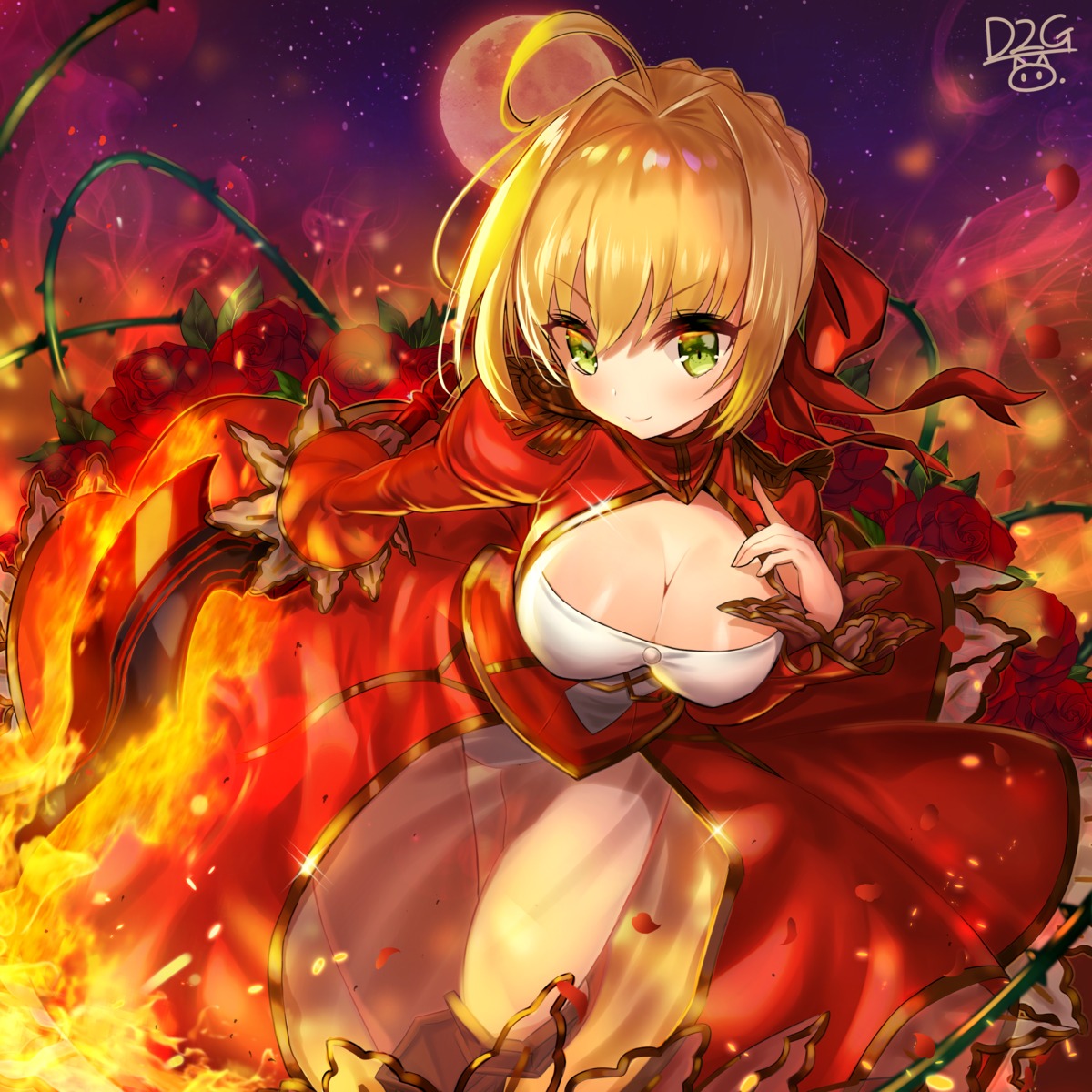 armor cleavage dress fate/extra fate/grand_order fate/stay_night pantsu pass35 saber_extra see_through