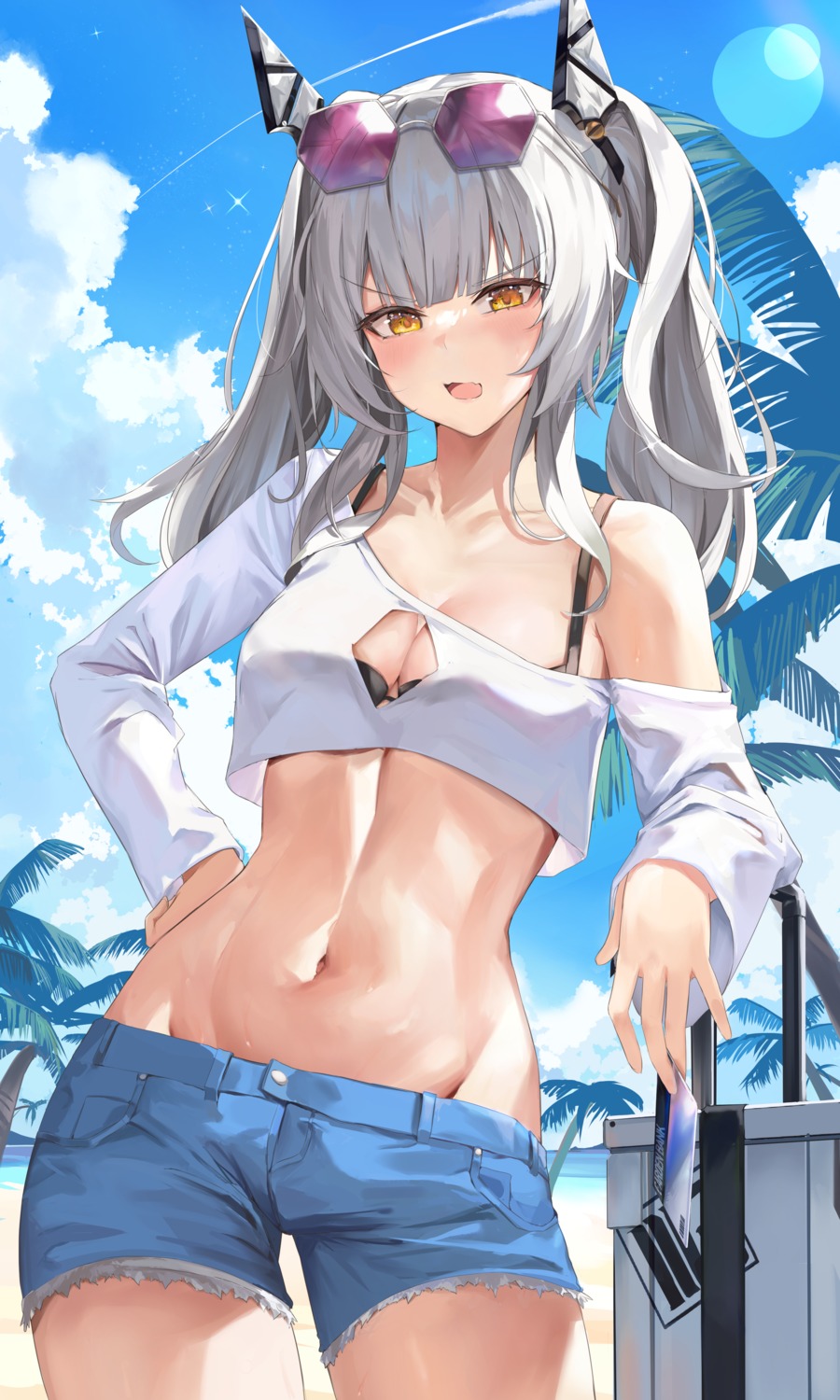 aoi_13 bikini_top karenina_(punishing:_gray_raven) megane punishing:_gray_raven swimsuits torn_clothes wet