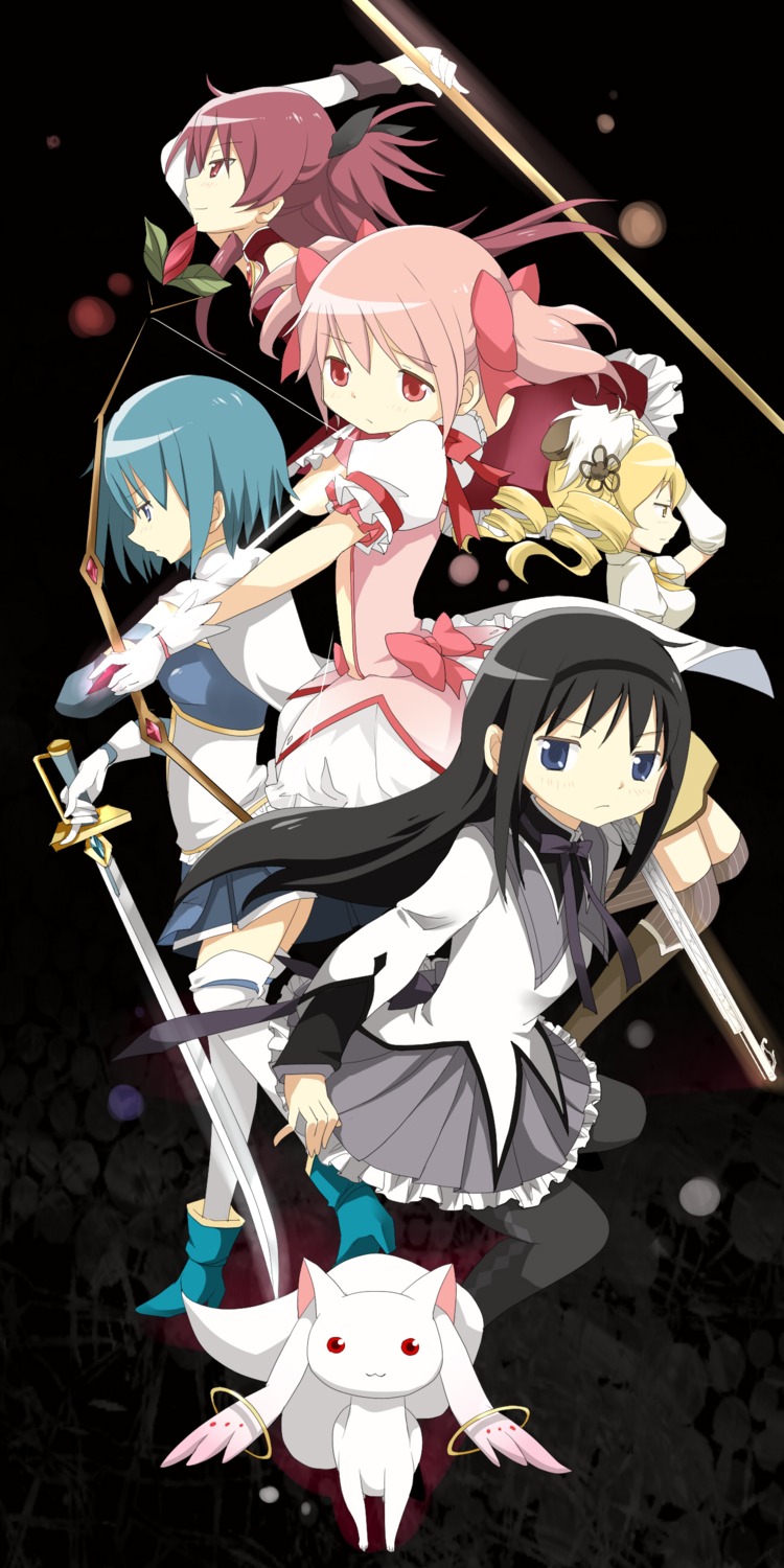 akemi_homura gun kaname_madoka kyubey mahou_shoujo_madoka_magica miki_sayaka sakura_kyouko sword tomoe_mami vector_trace