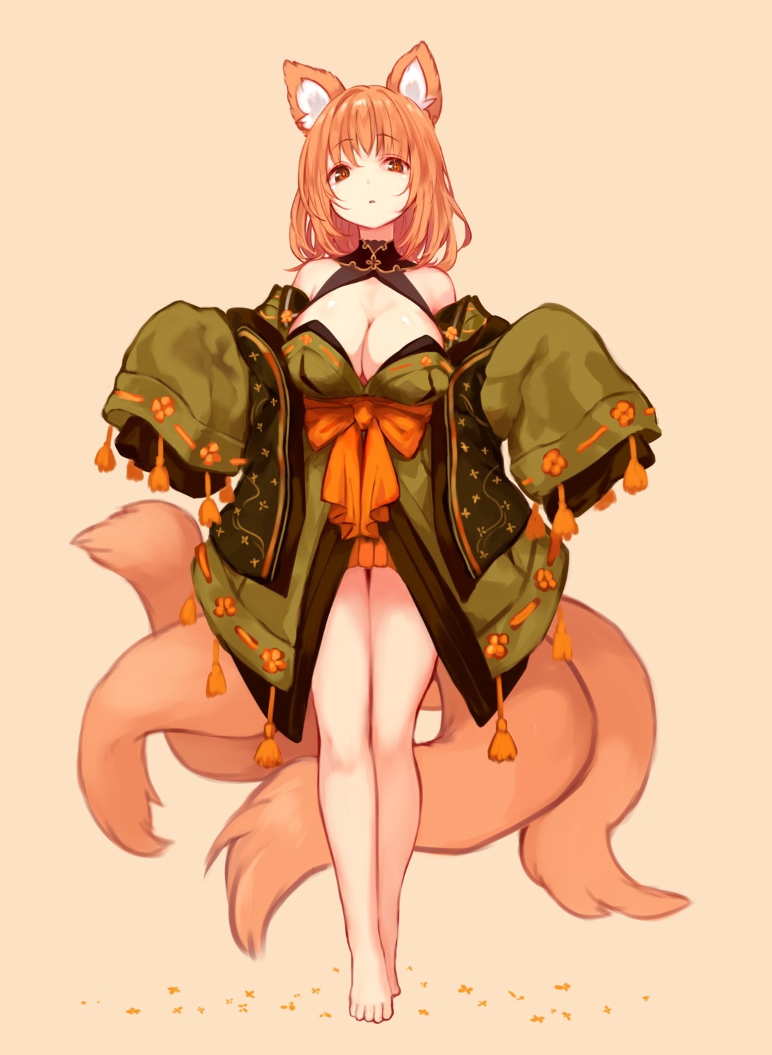 animal_ears japanese_clothes kitsune no_bra sukemyon tail