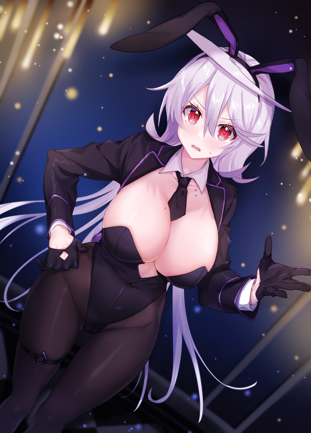 88_(einnimnech) animal_ears bunny_ears bunny_girl garter no_bra pantyhose