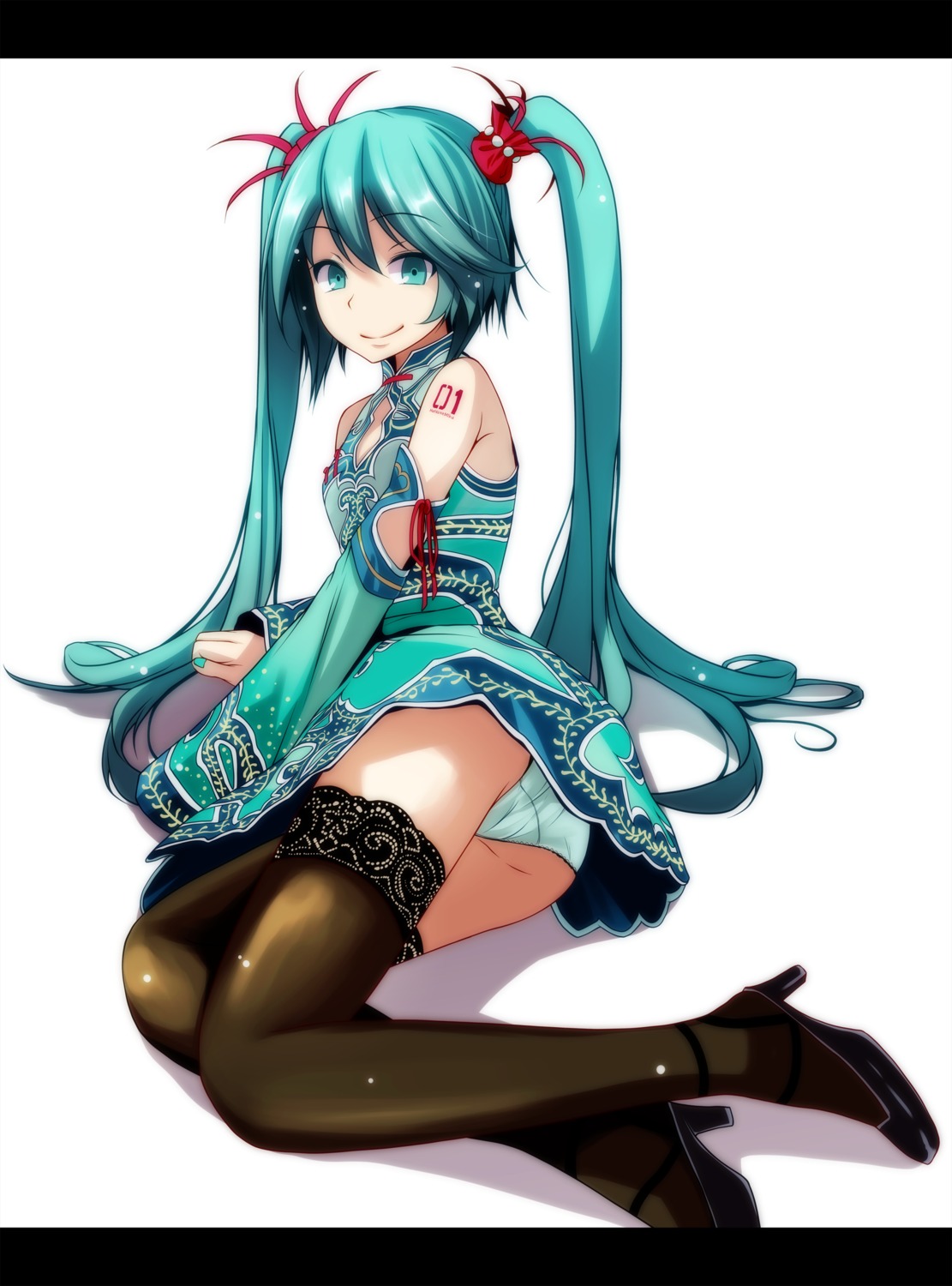 asian_clothes hatsune_miku heels pantsu tattoo thighhighs tsukishiro_saika vocaloid