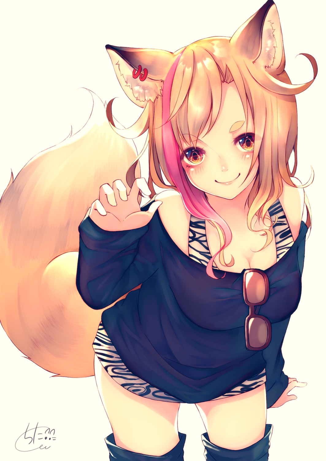 animal_ears chita_(ketchup) cleavage tail thighhighs