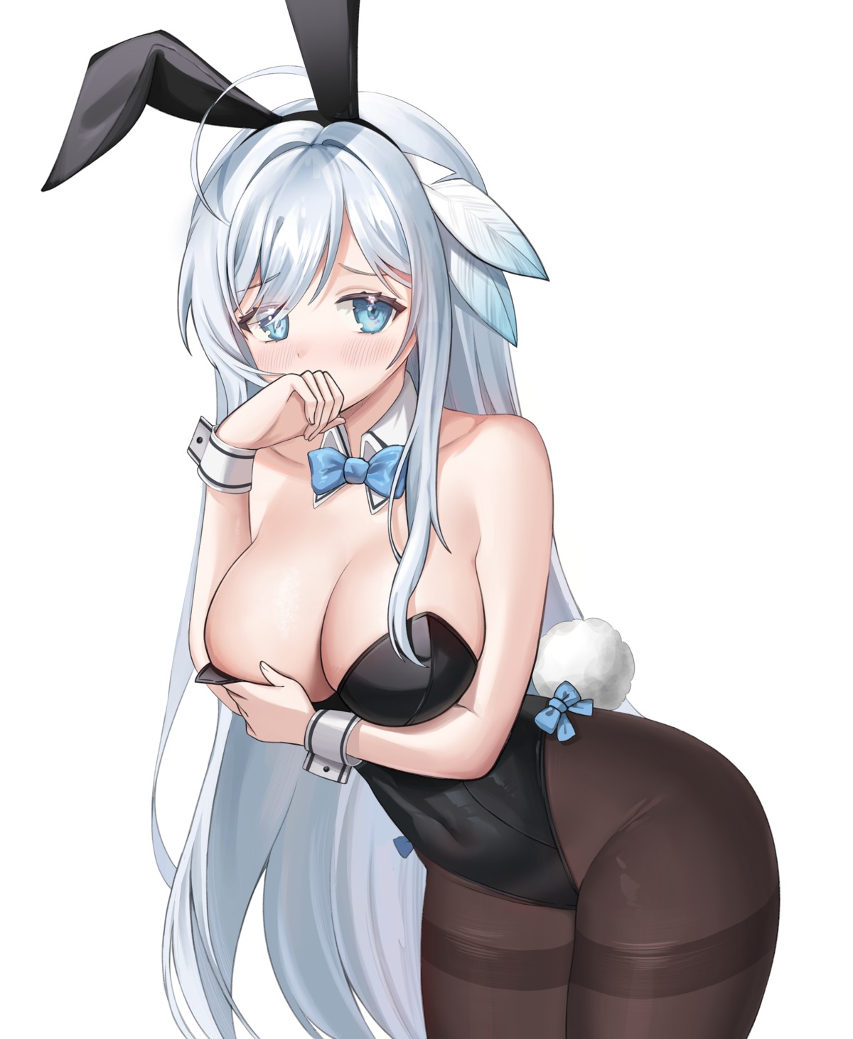 animal_ears breast_hold bunny_ears bunny_girl kaho_oco no_bra pantyhose tail