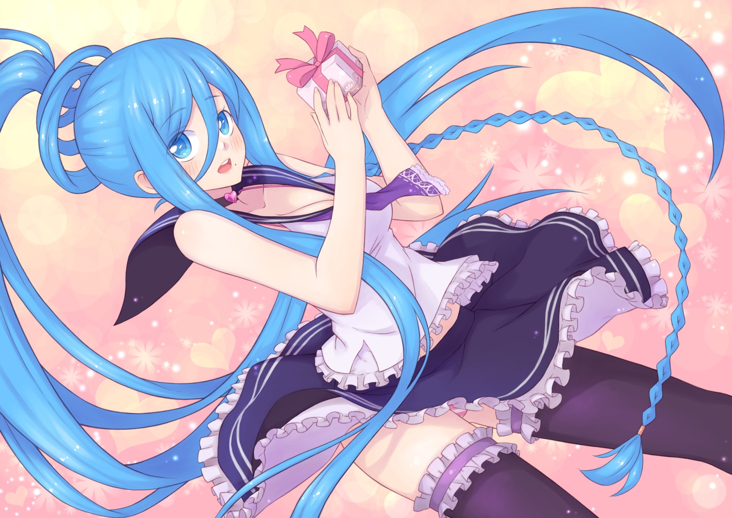 aoki_hagane_no_arpeggio cleavage gun_(artist) pantsu shimapan takao_(aoki_hagane_no_arpeggio) thighhighs