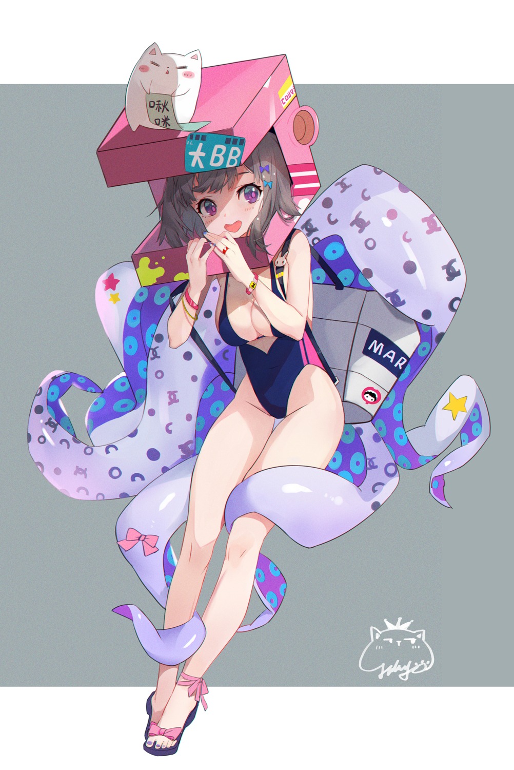 jiujiuyatou_(yayanzz) neko swimsuits tentacles