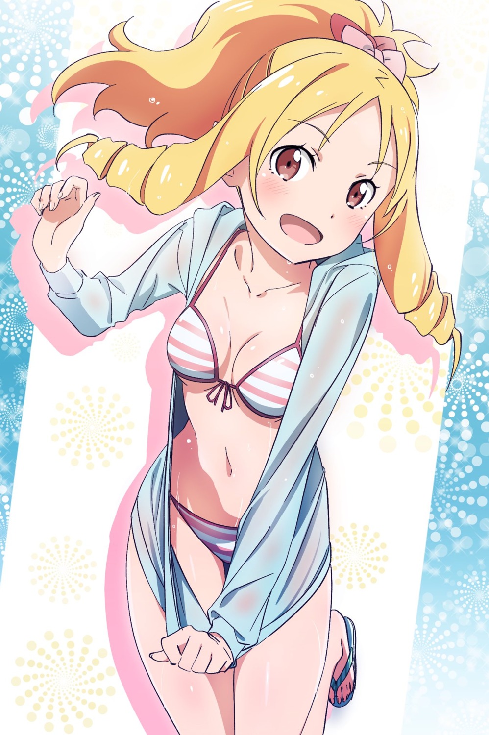 bikini cleavage eromanga-sensei makicha open_shirt see_through swimsuits wet wet_clothes yamada_elf