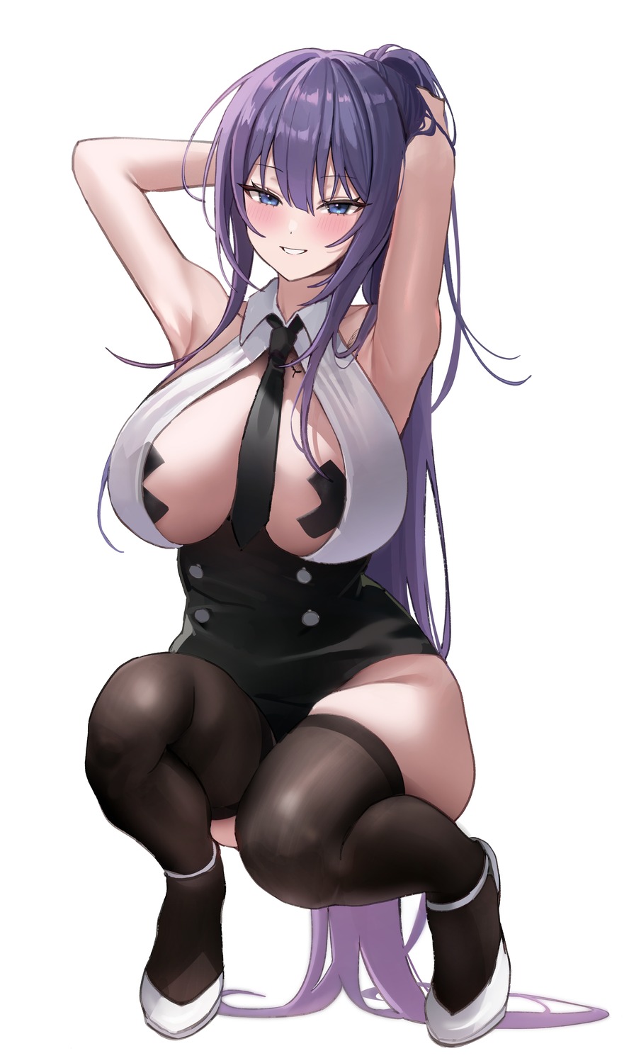 biya_(1024) no_bra open_shirt pasties see_through shiroki_yuna thighhighs