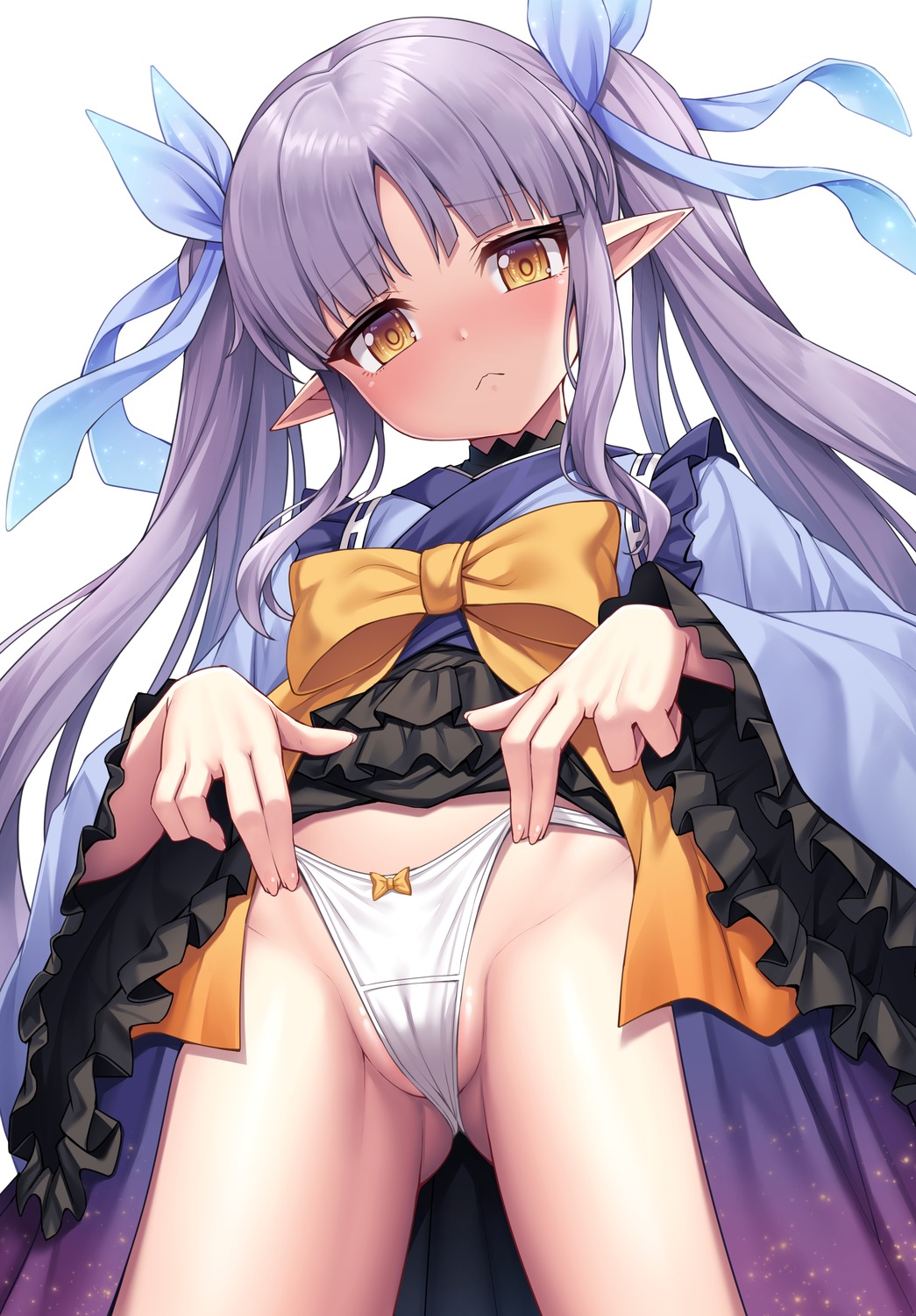 cameltoe hikawa_kyouka lambda_(artist) loli lolita_fashion pantsu pointy_ears princess_connect princess_connect!_re:dive skirt_lift thong wa_lolita