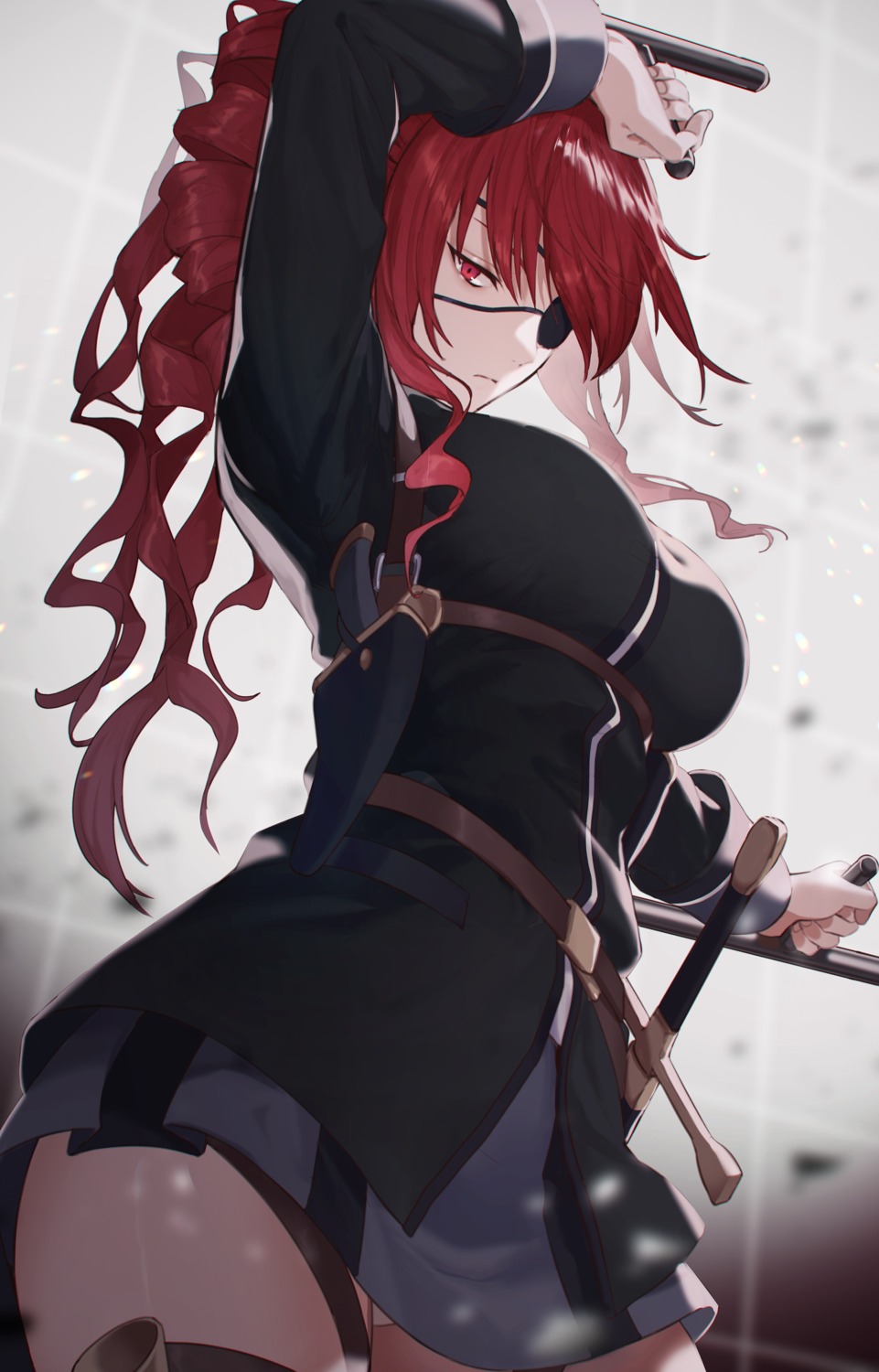 eyepatch garter maji_de_watashi_ni_koi_shinasai! margit_eberbach pantsu sword uniform wakahiko weapon