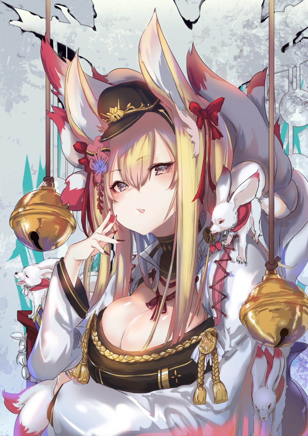 animal_ears breast_hold japanese_clothes kitsune tail xeirn