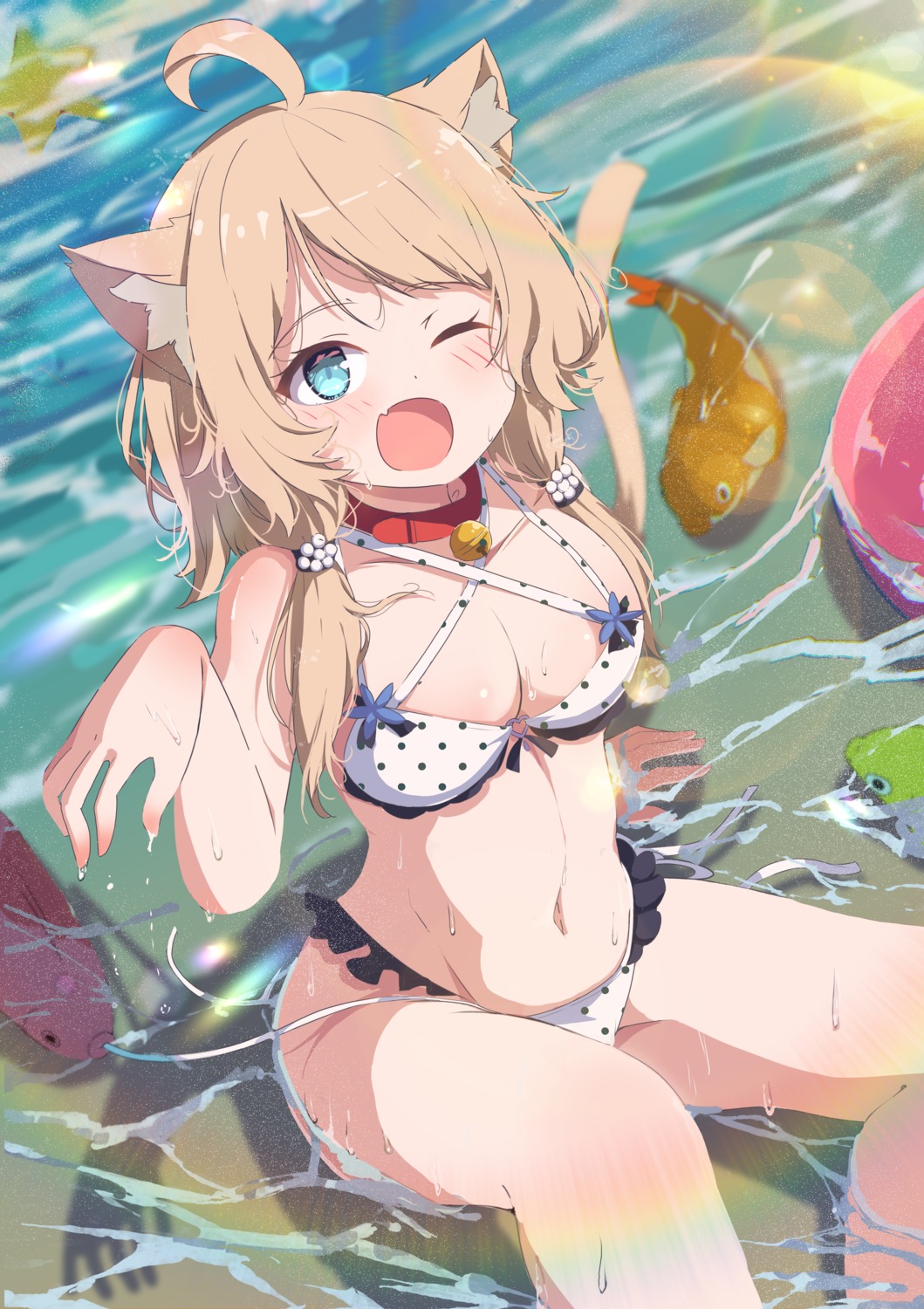 animal_ears bikini majima nekomimi swimsuits tail wet