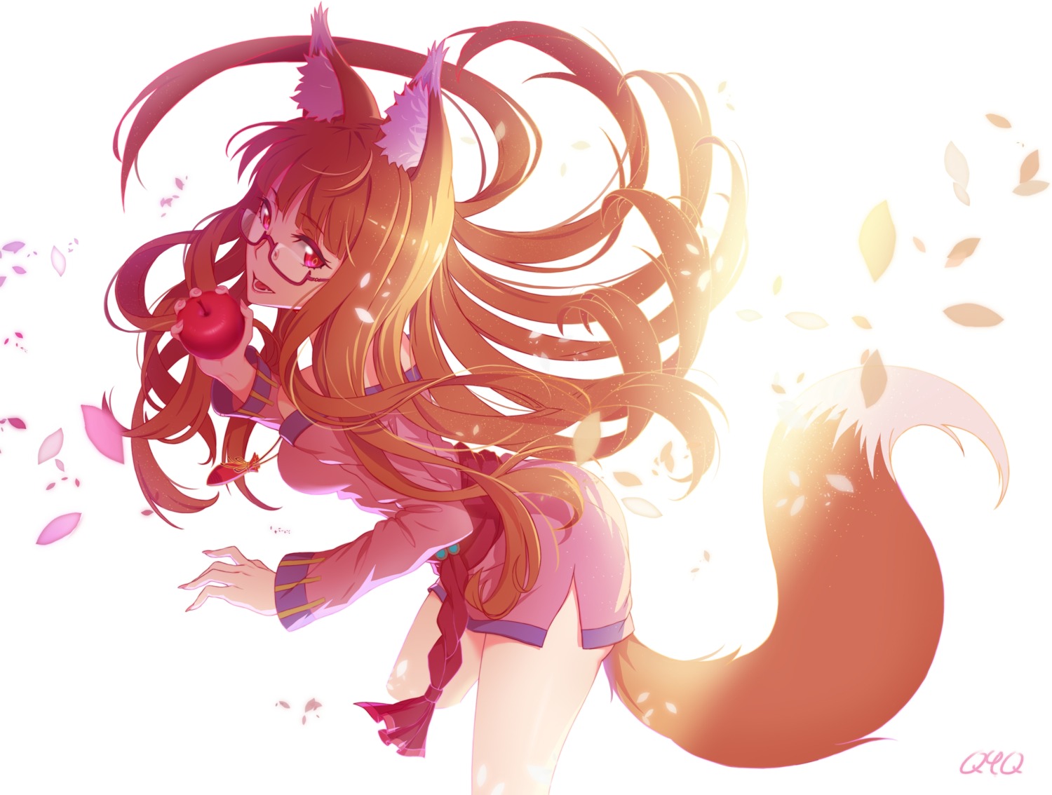 animal_ears dress holo megane spice_and_wolf tagme tail